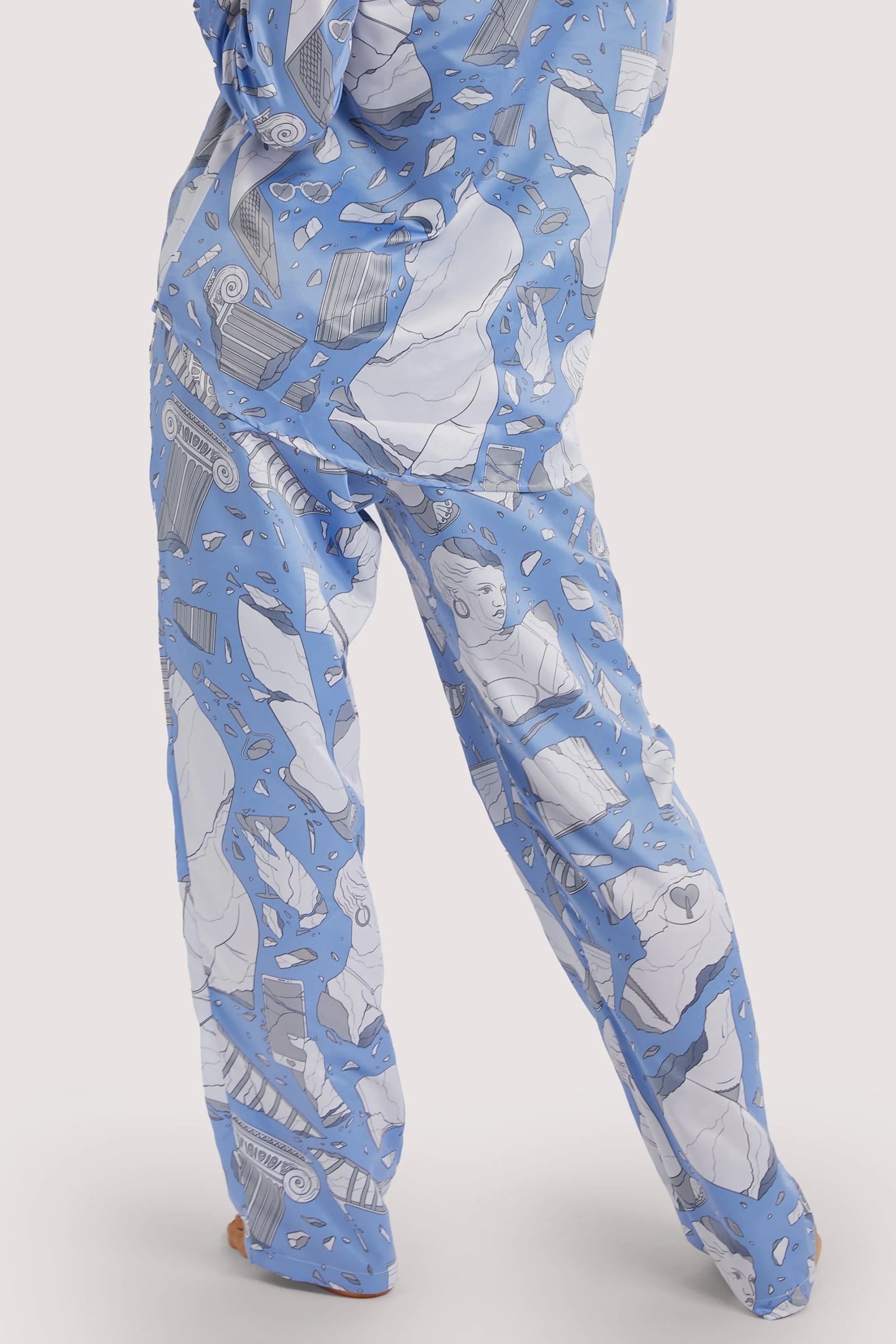 Logan Spector Recycled Blue Statues Satin Trousers - Image 6