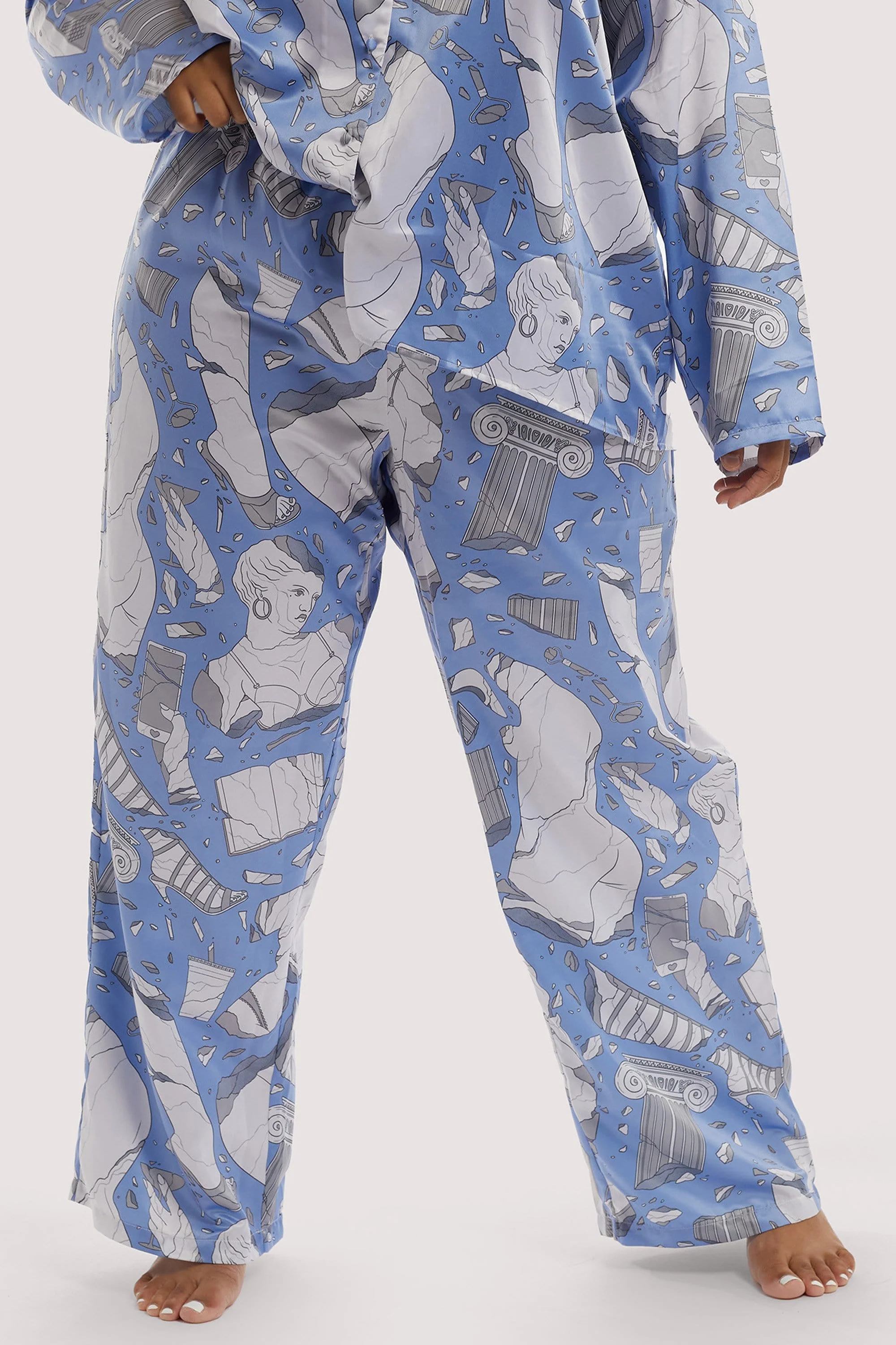 Logan Spector Recycled Blue Statues Satin Trousers - Image 9
