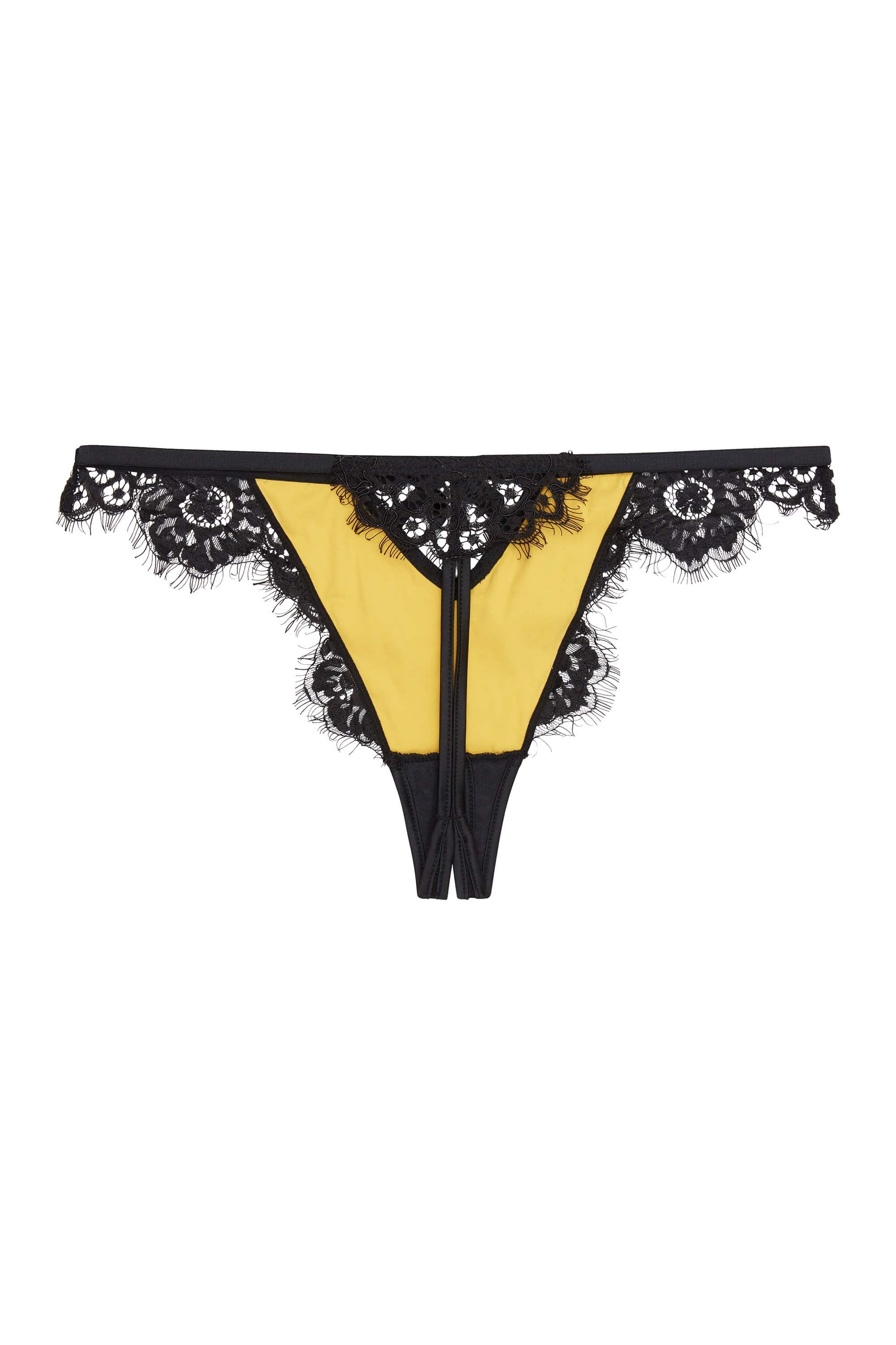 Jaquelina Mustard Contrast Crotchless Thong - Image 5