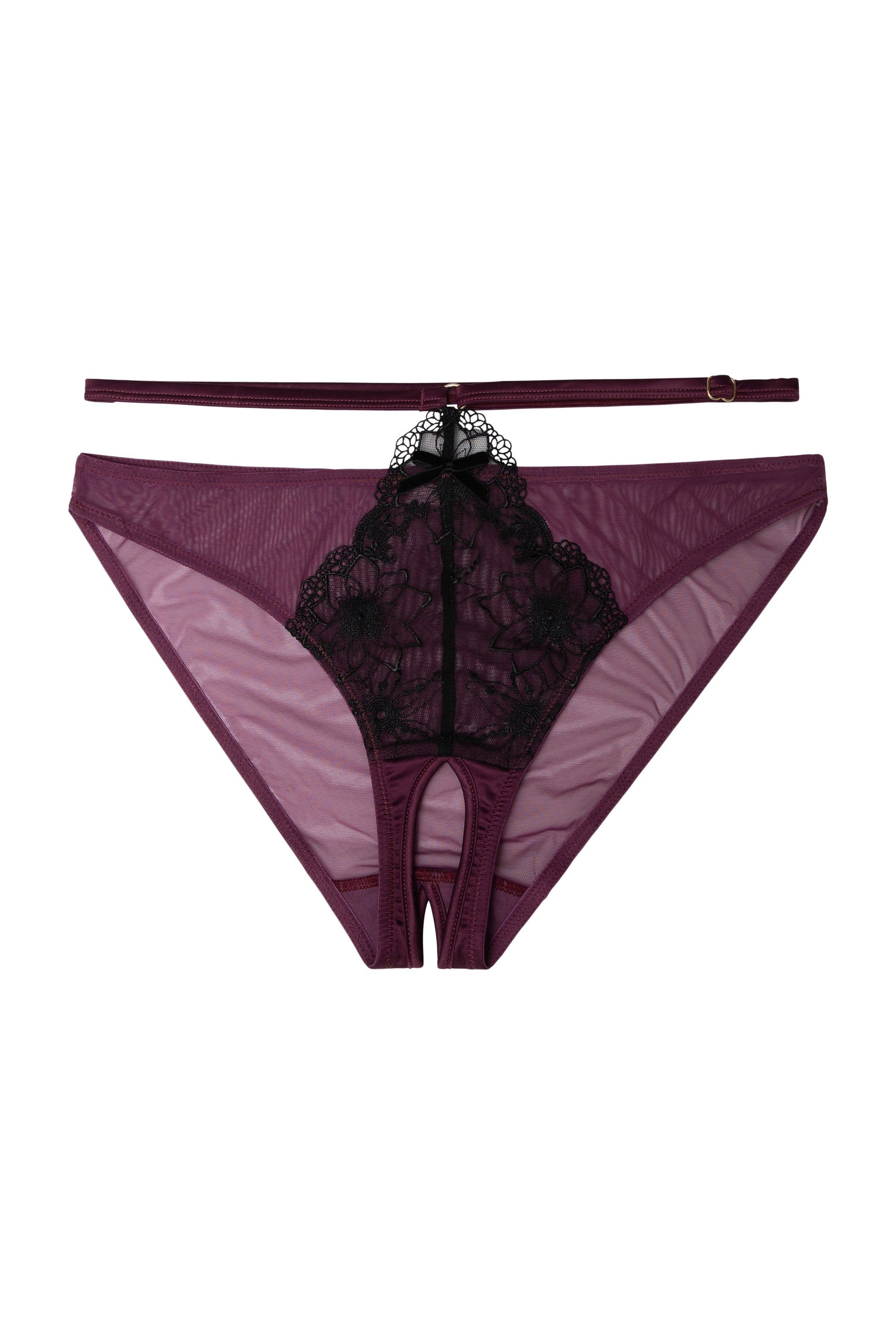 Muriel Purple Crotchless Brazillian Brief - Image 3