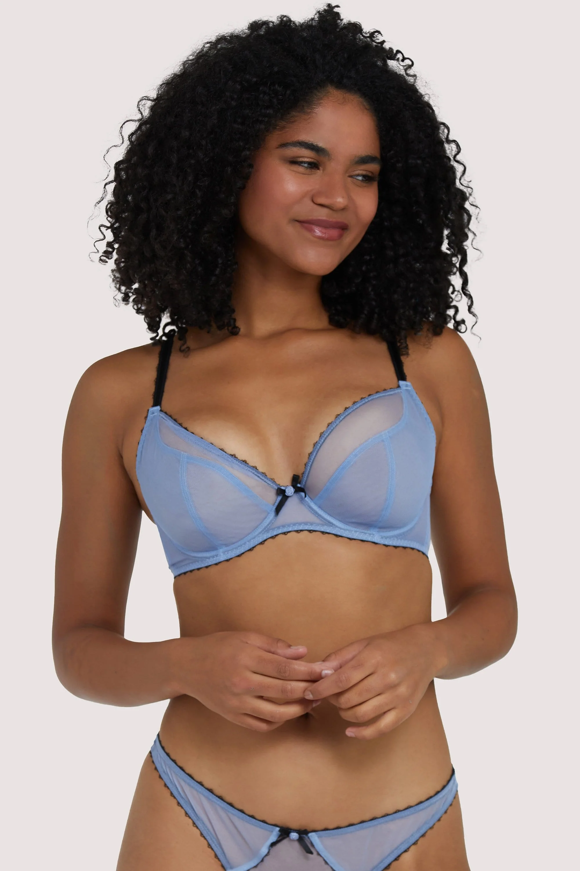 Grace Lavender Mesh Plunge Bra - Image 7
