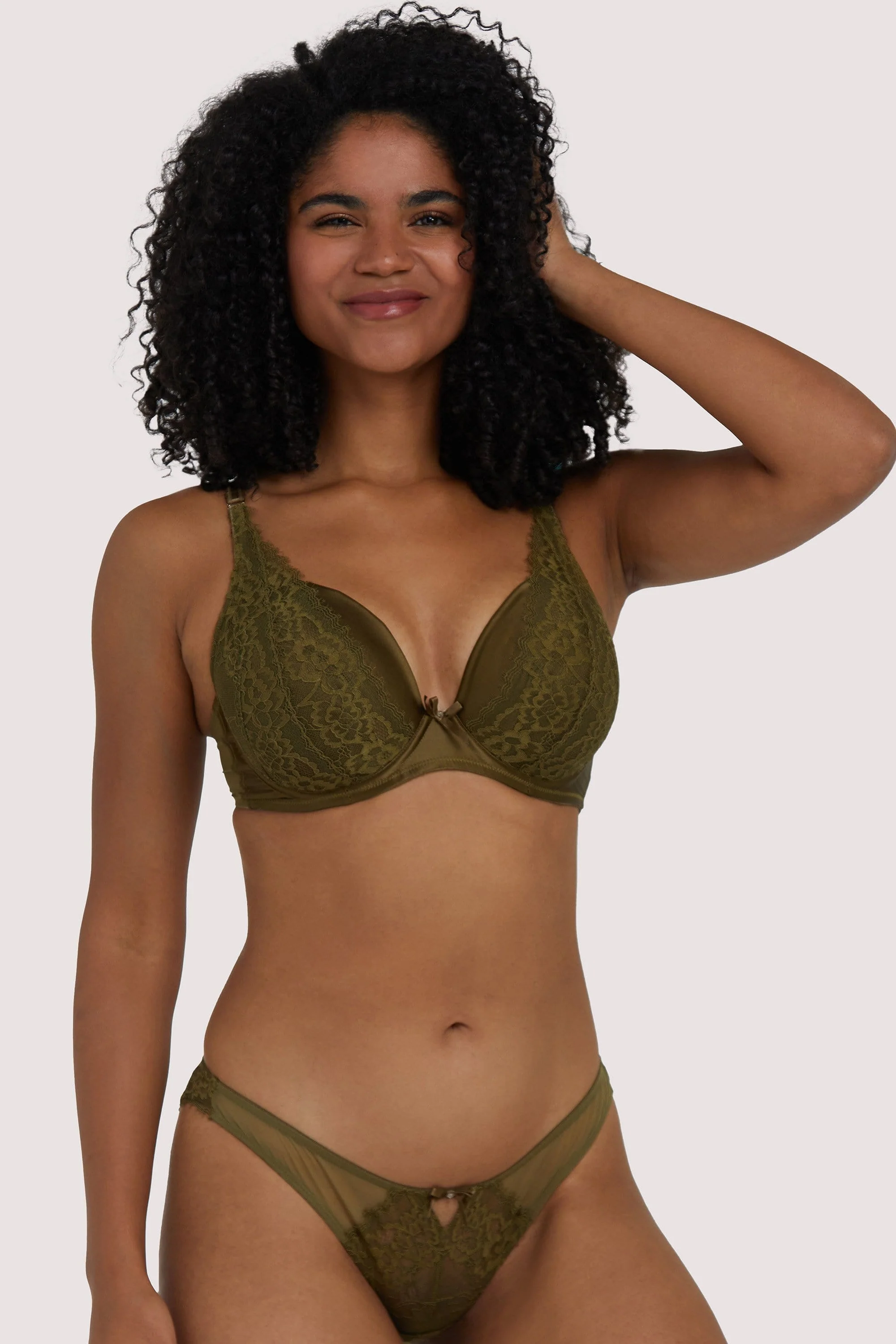 Sophia Olive Plunge Push Up Bra - Image 3