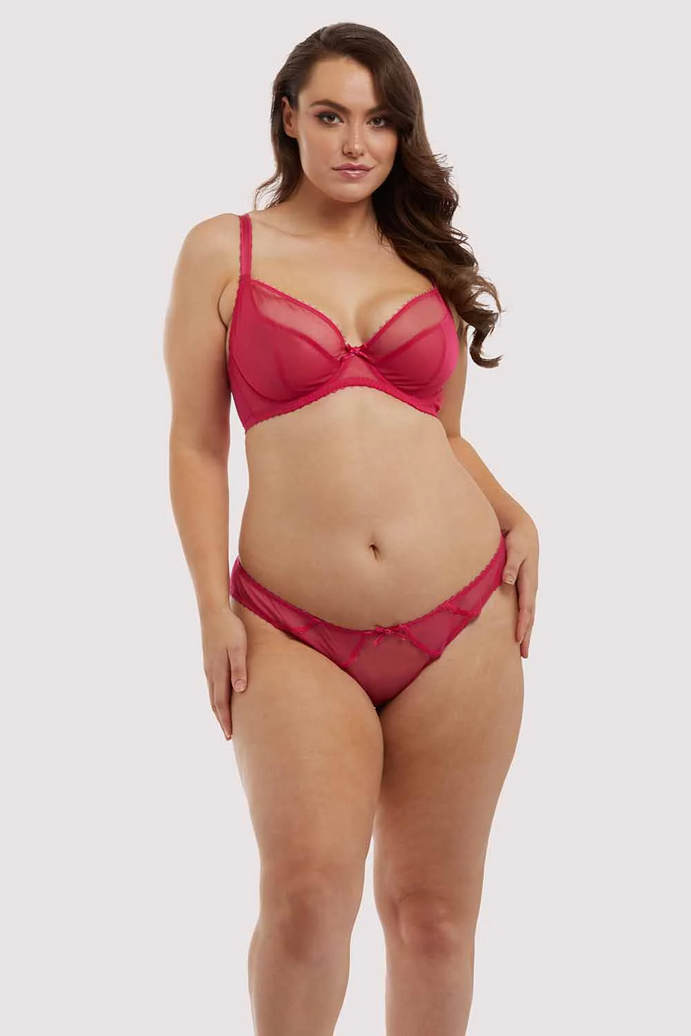 Grace Hot Pink Mesh Brazilian Brief - Image 5