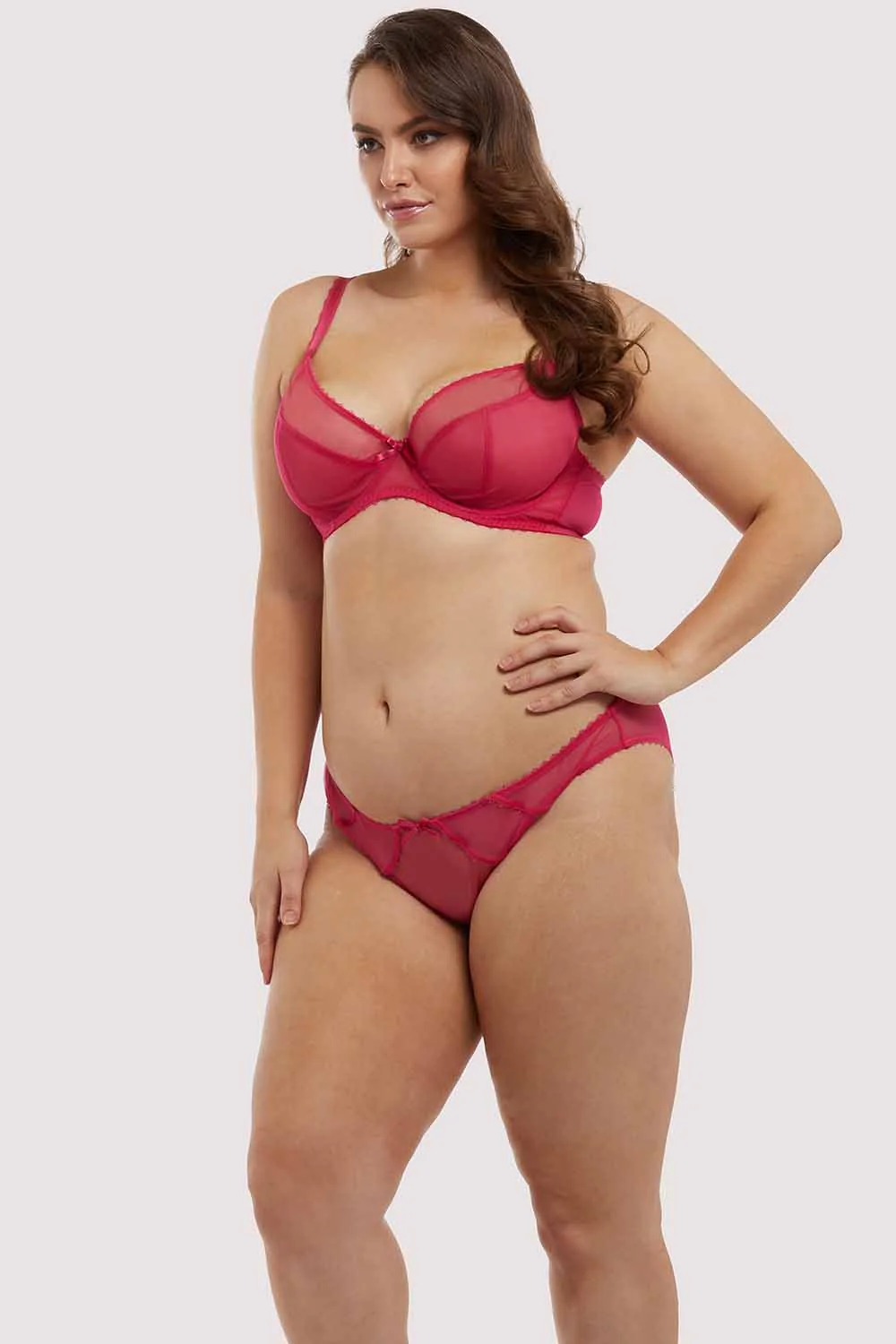 Grace Hot Pink Mesh Brazilian Brief - Image 8