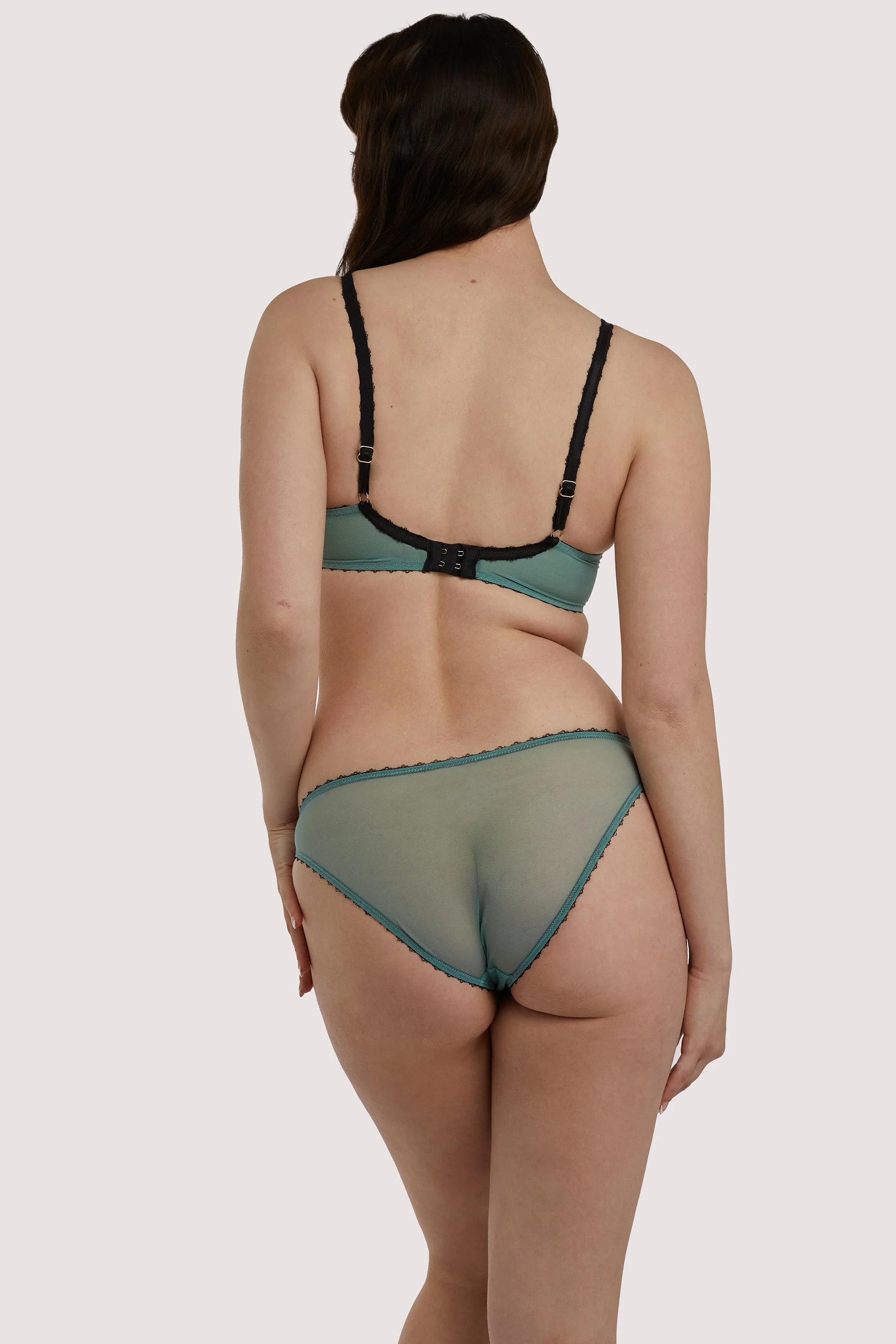 Grace Mesh Net Green Moss and Black Brazilian Brief - Image 4