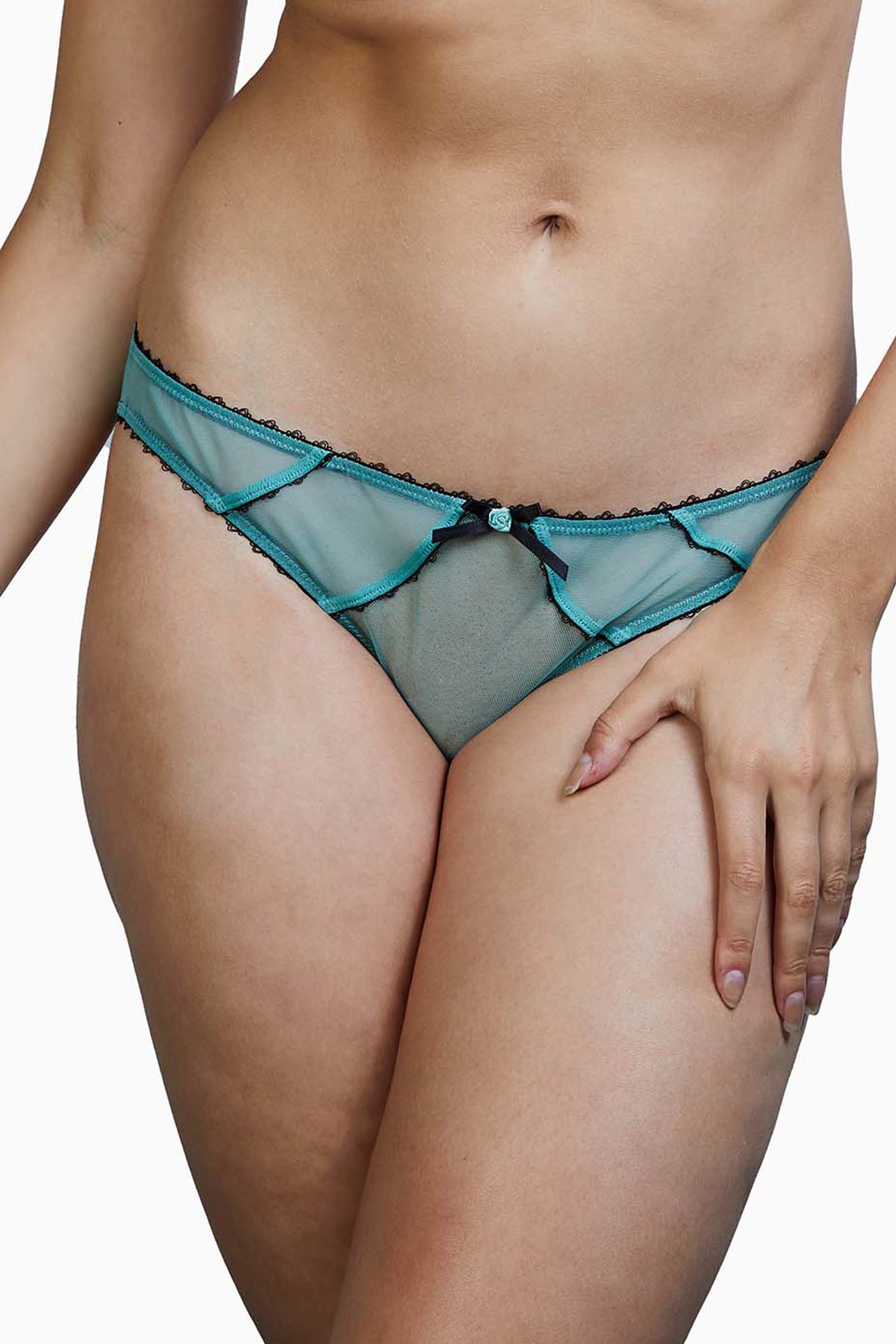 Grace Mesh Net Green Moss and Black Brazilian Brief - Image 5