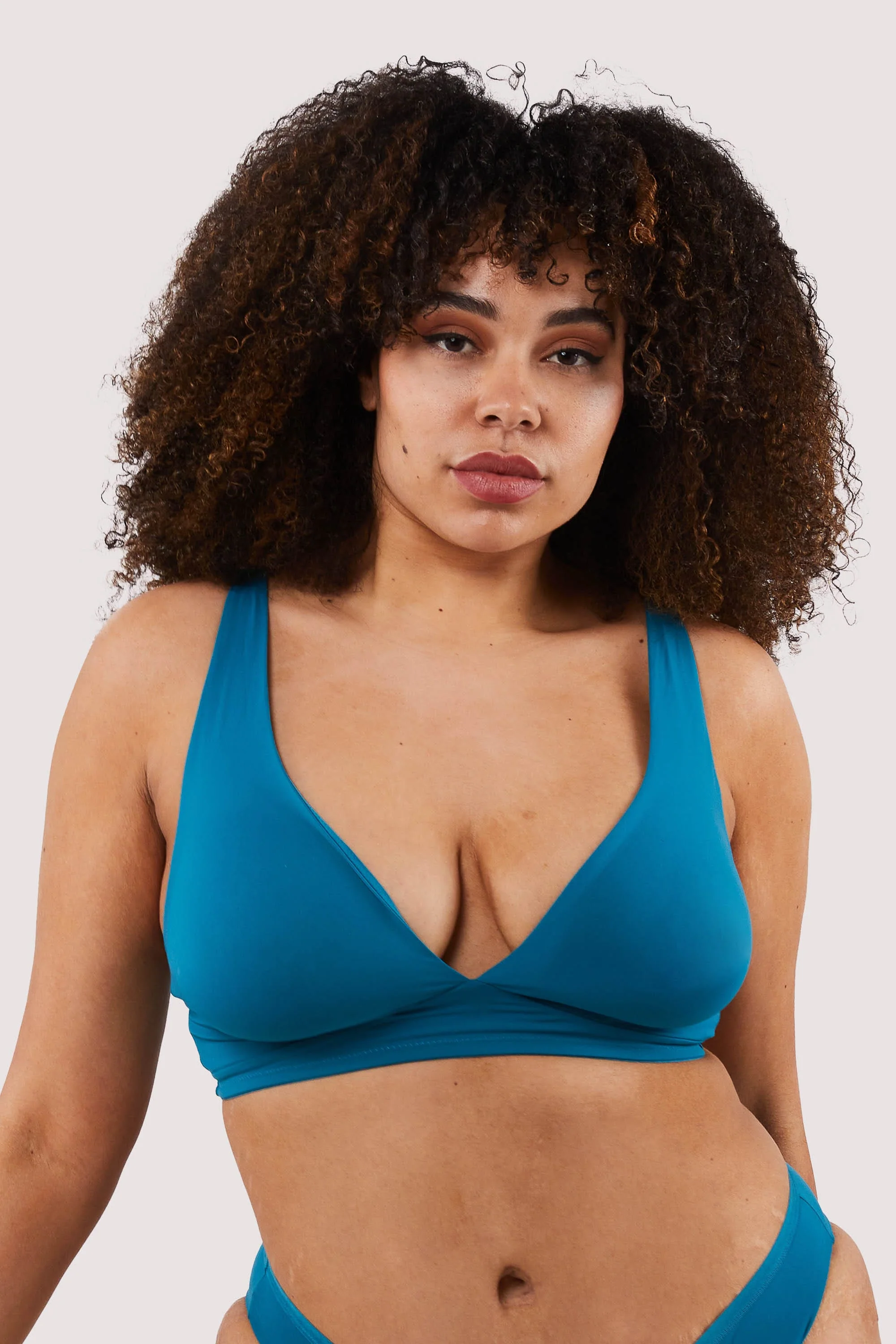 Second Skin Teal Recycled Triangle Bra - Image 3