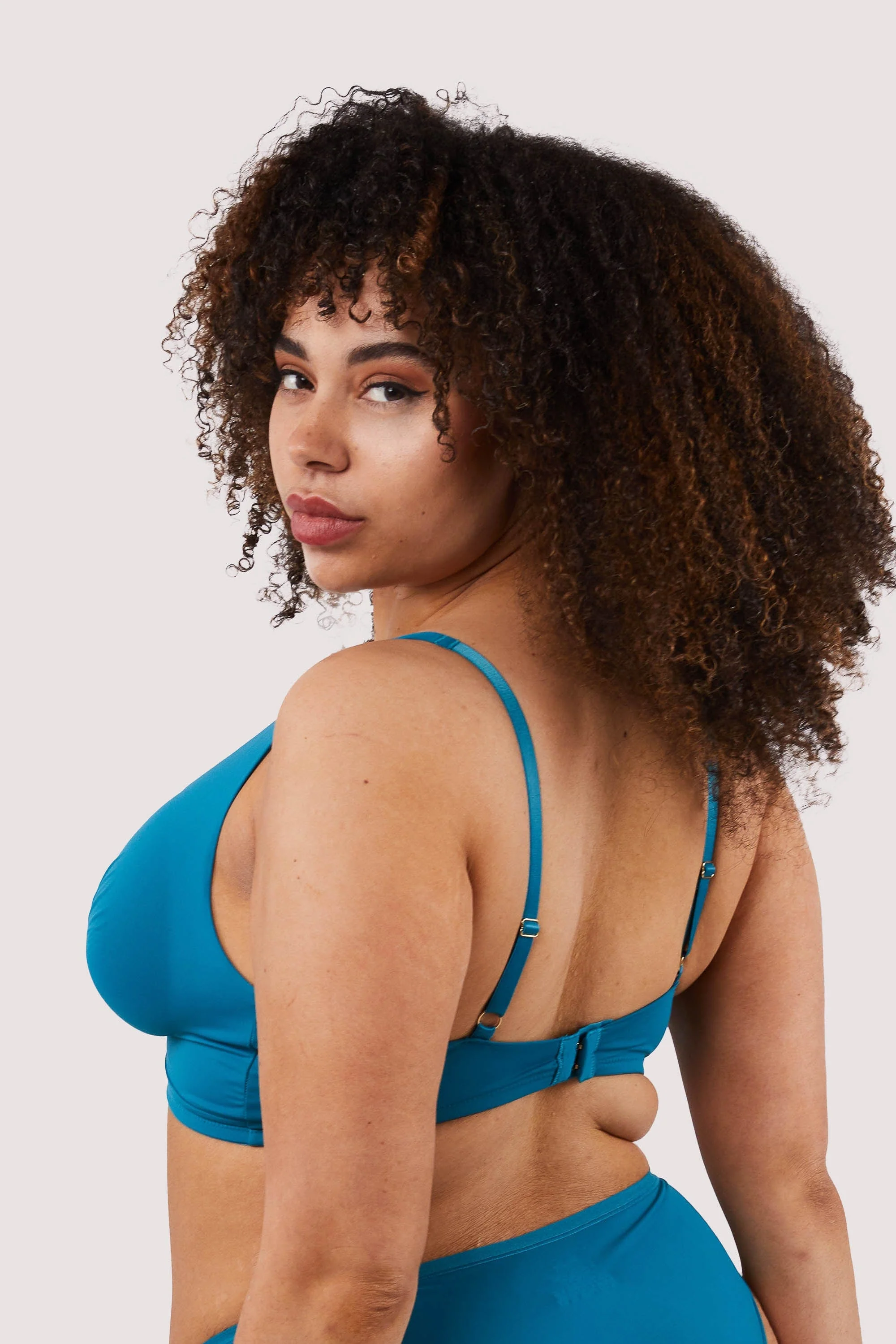 Second Skin Teal Recycled Crop Top Bra - Image 6
