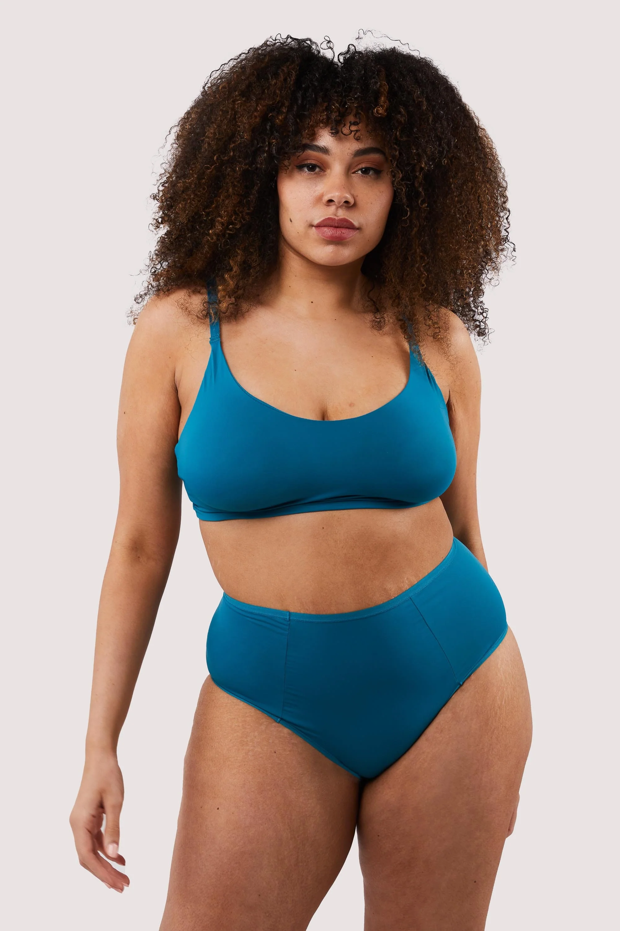 Second Skin Teal Recycled Crop Top Bra - Image 7