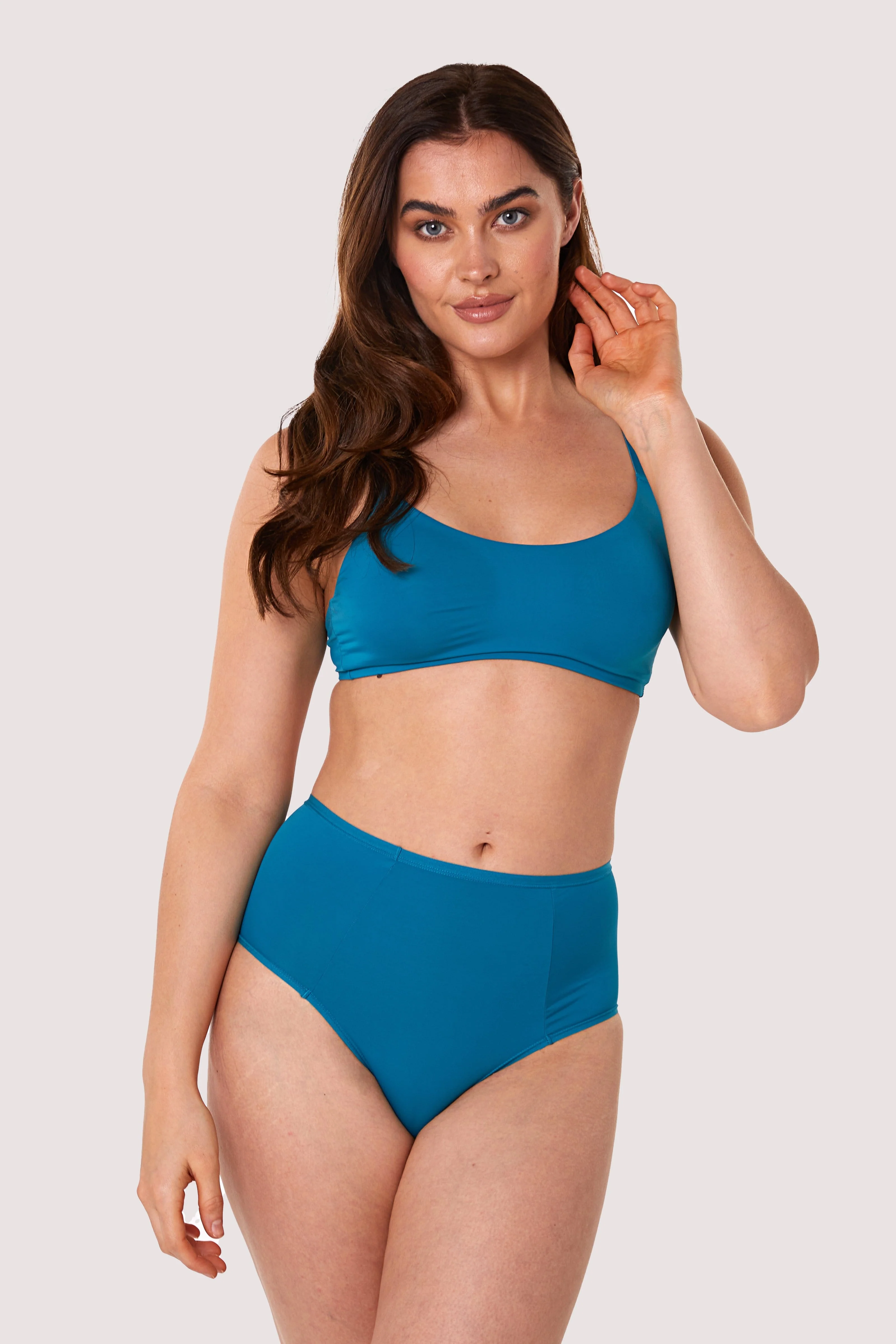 Second Skin Teal Recycled Highwaist Brief - Image 6