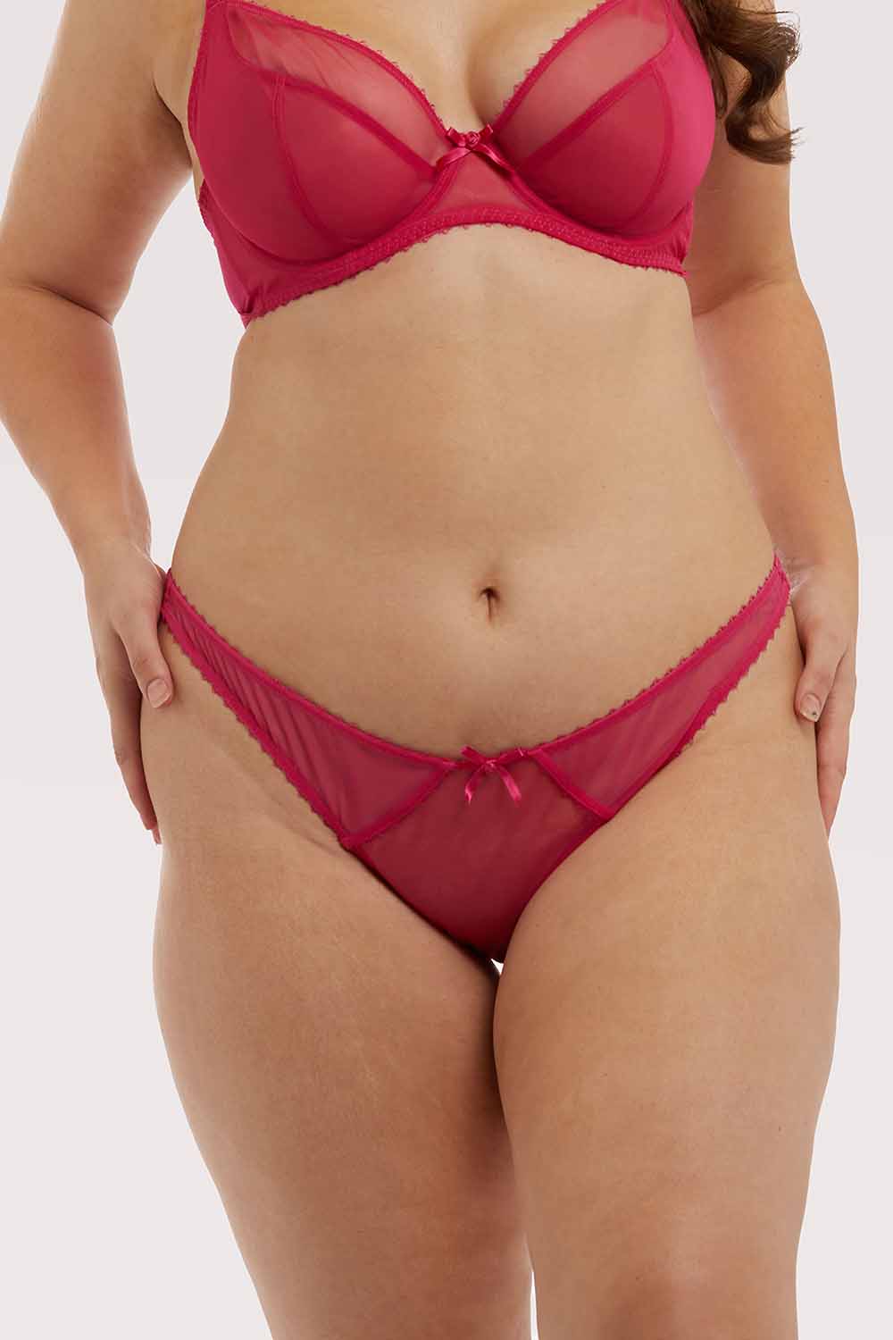 Grace Hot Pink Mesh Thong - Image 2