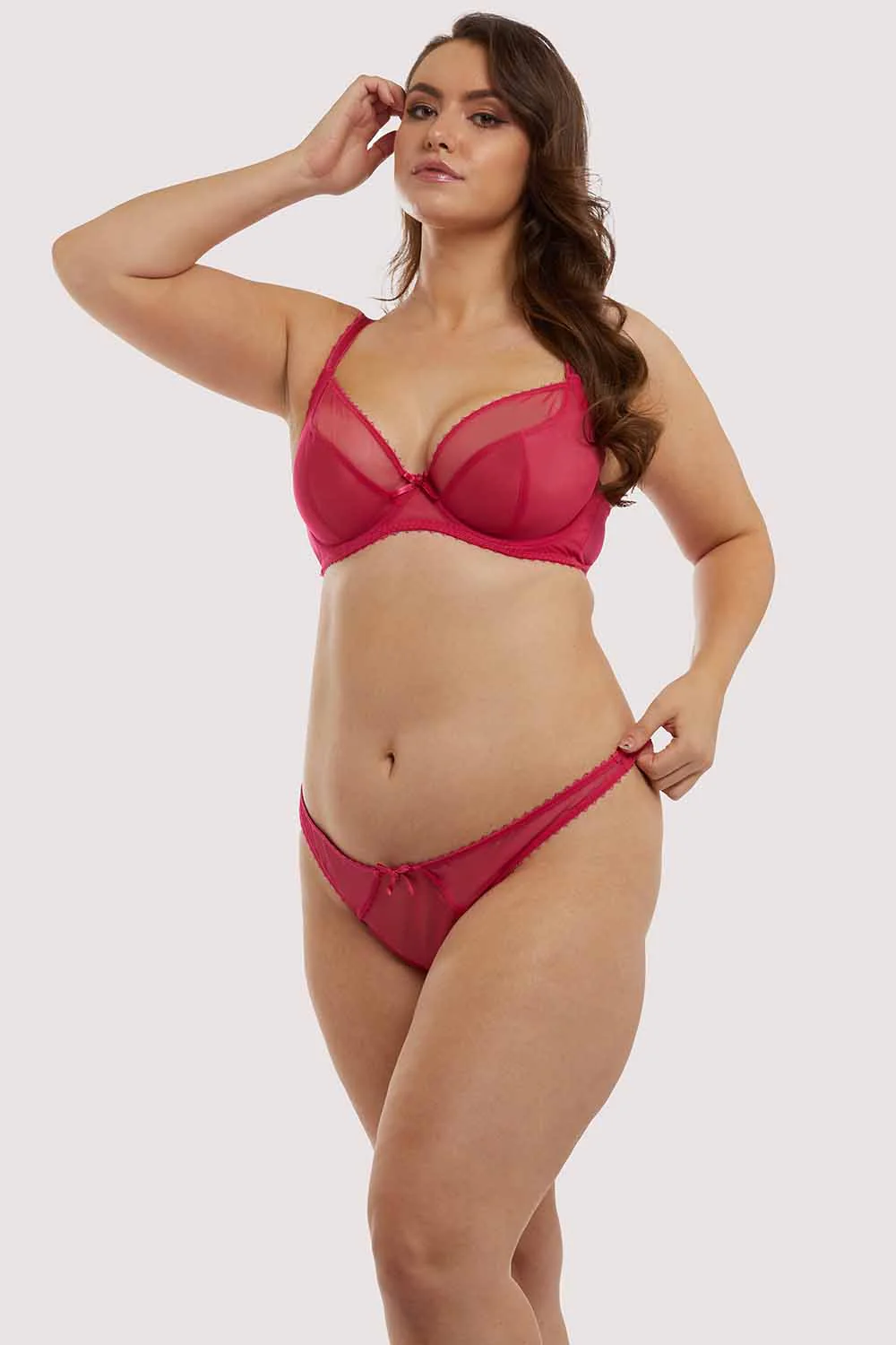Grace Hot Pink Mesh Thong - Image 8