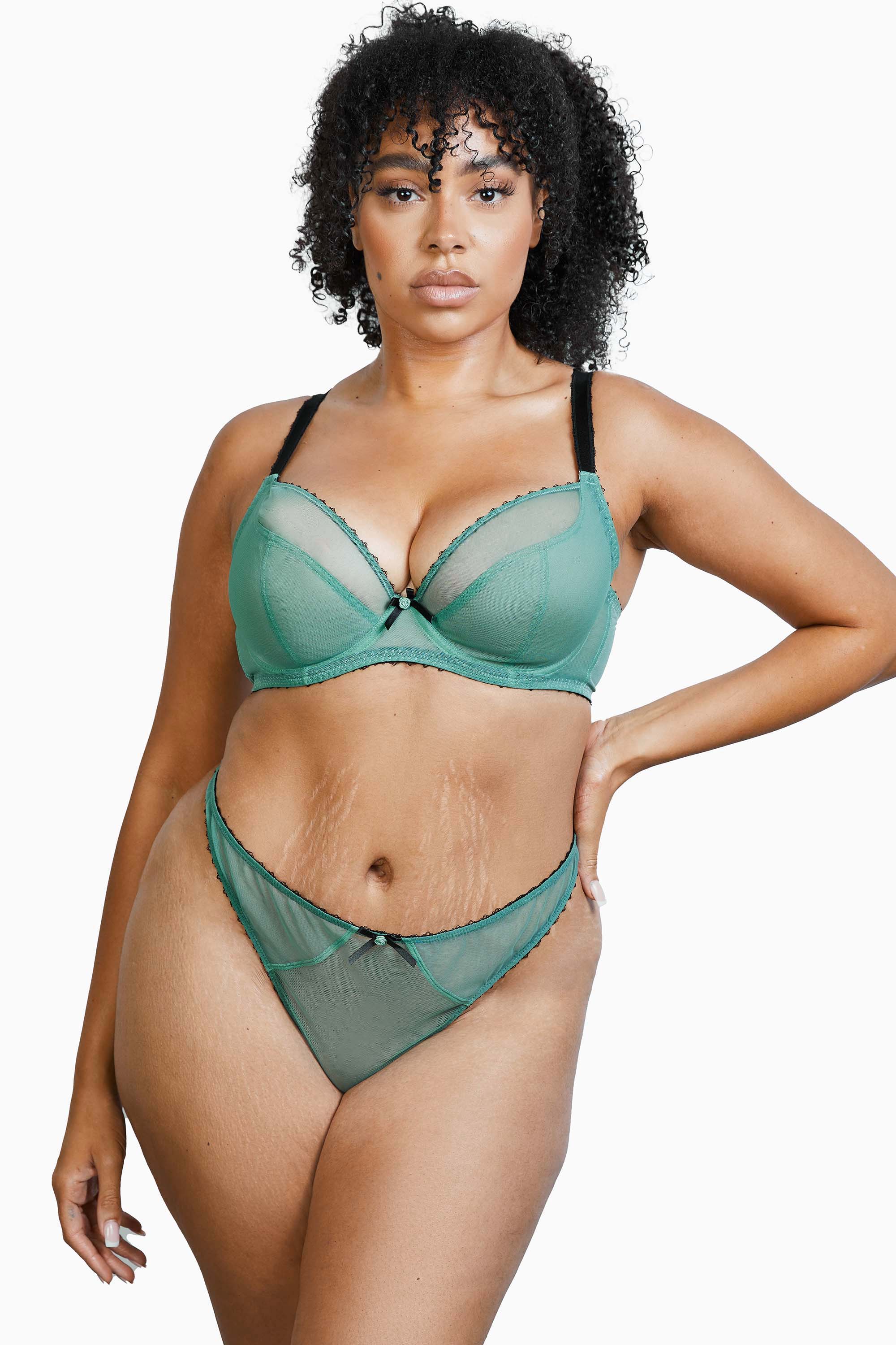 Grace Green Moss and Black Thong - Image 7