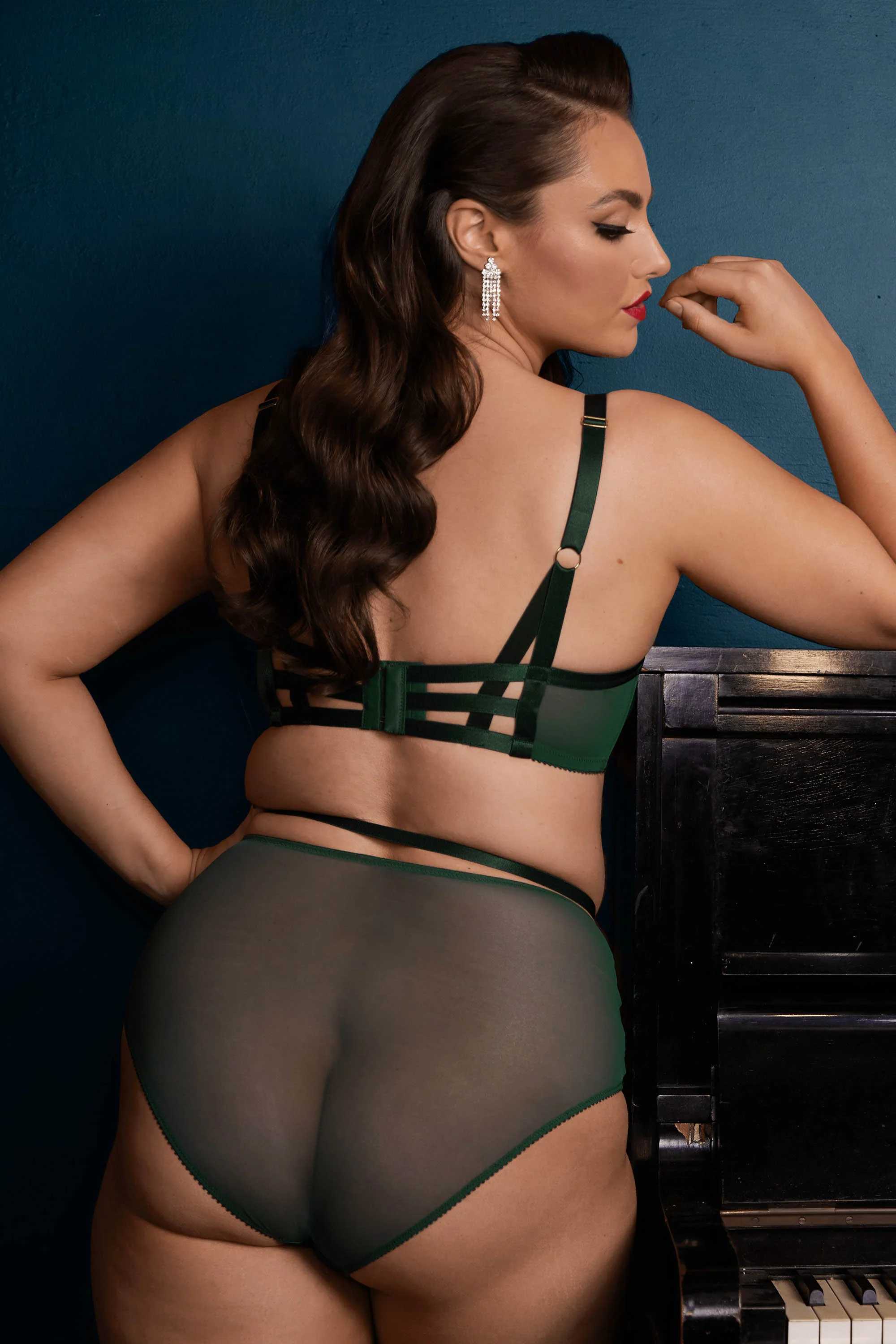 Madame X High Waist Bottle Green Curve Brief - Image 2