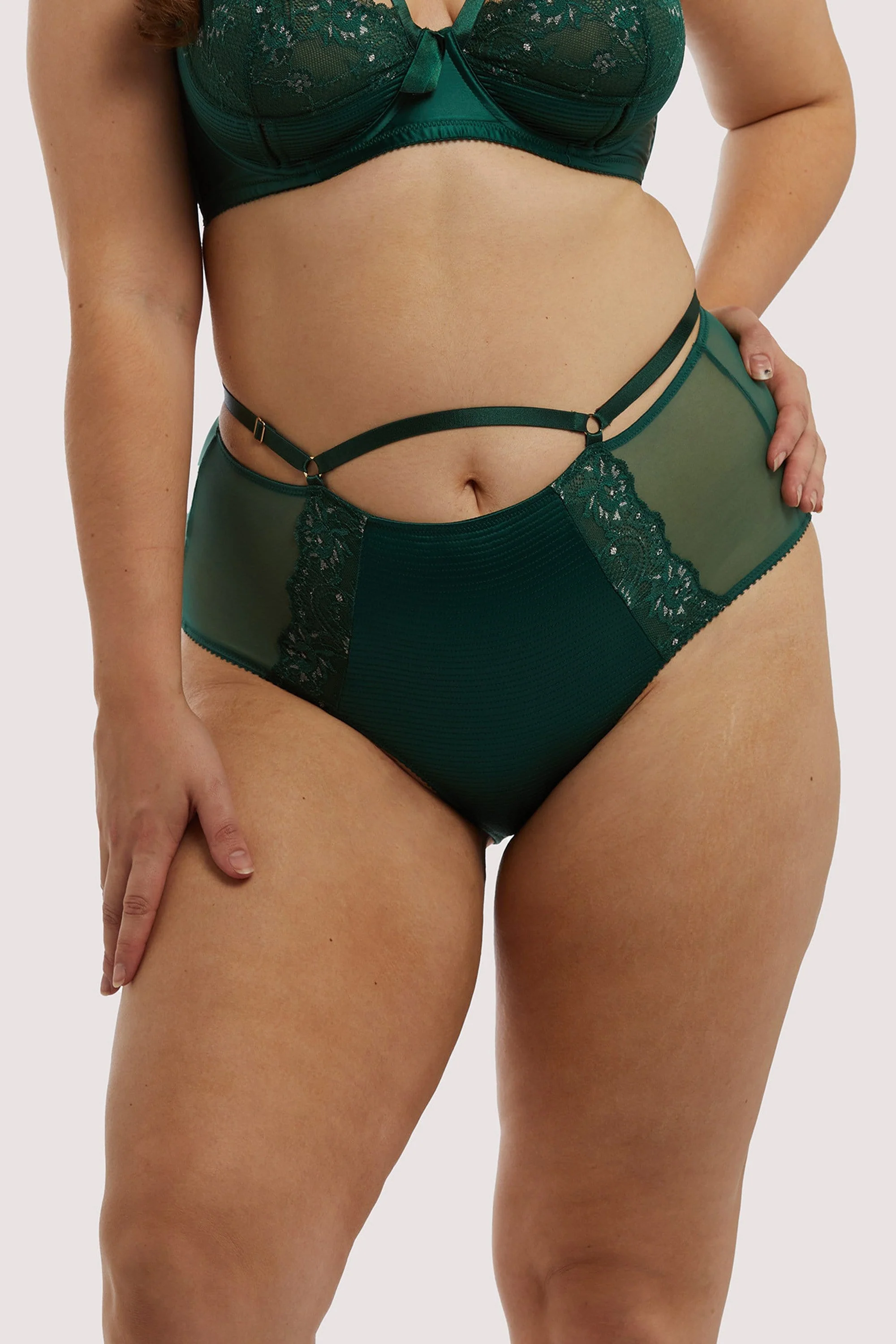 Madame X High Waist Bottle Green Curve Brief - Image 3