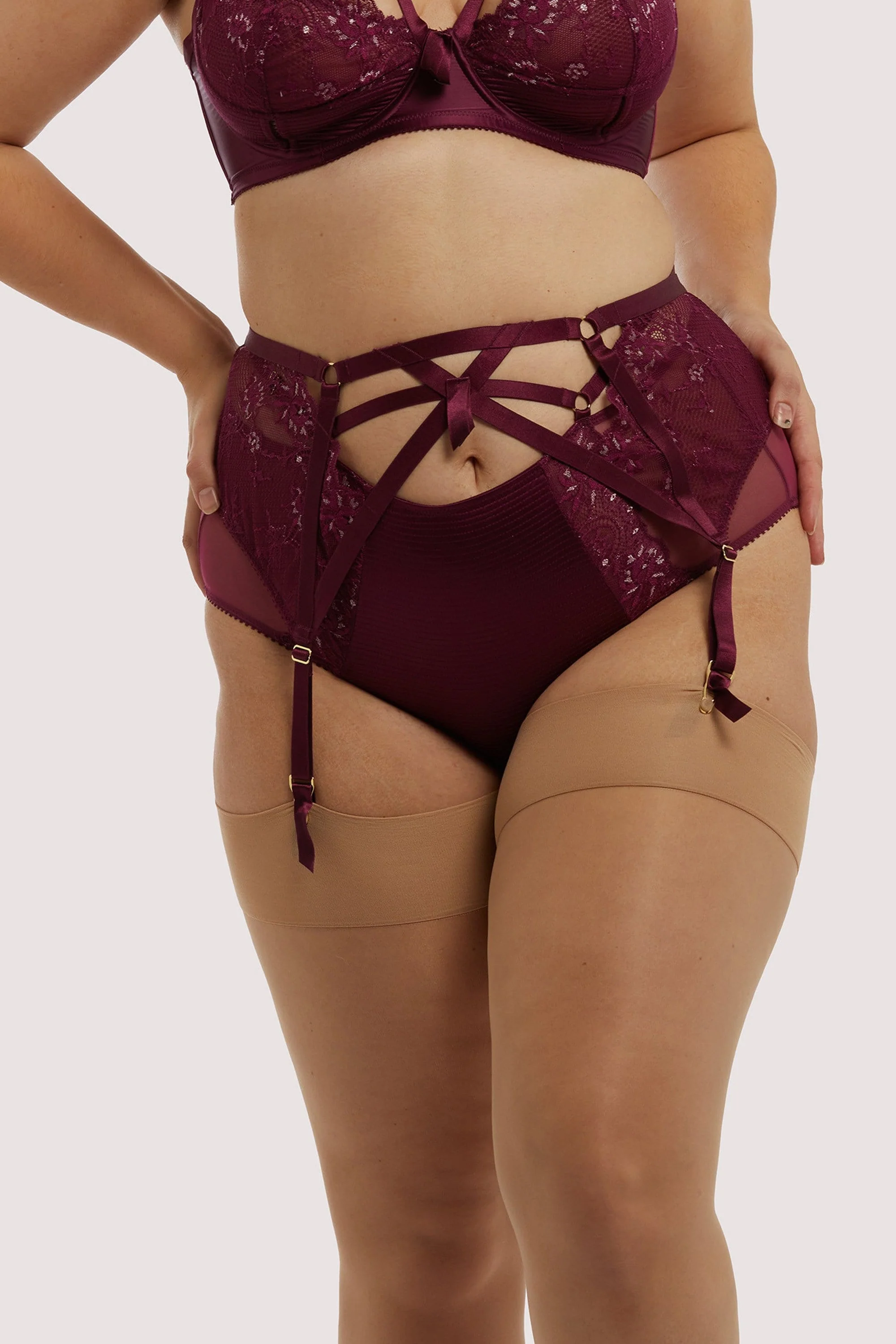 Madame X Dark Cherry High Waist Curve Suspender - Image 3