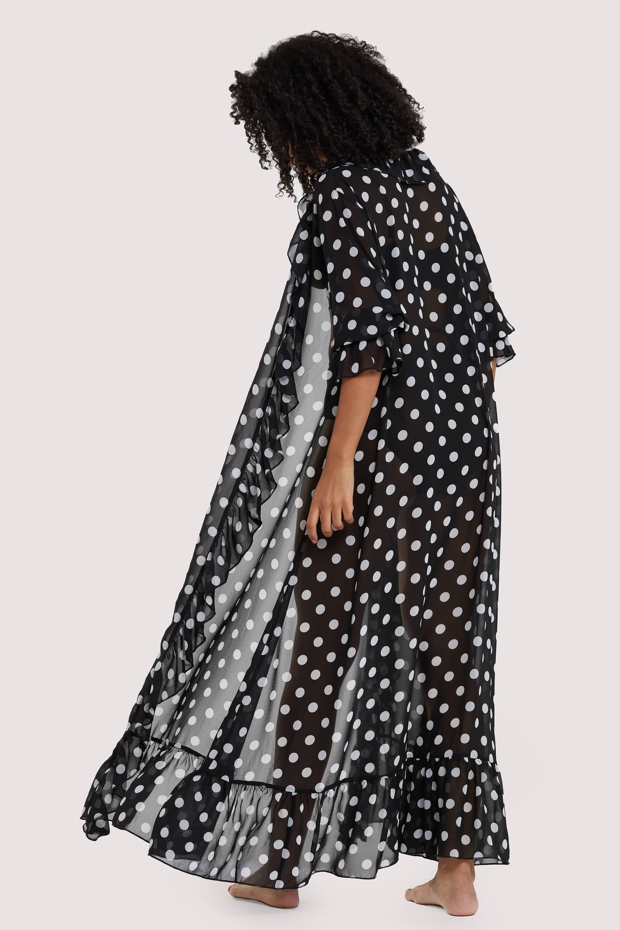 Chiffon Polka Dot Black Robe - Image 3