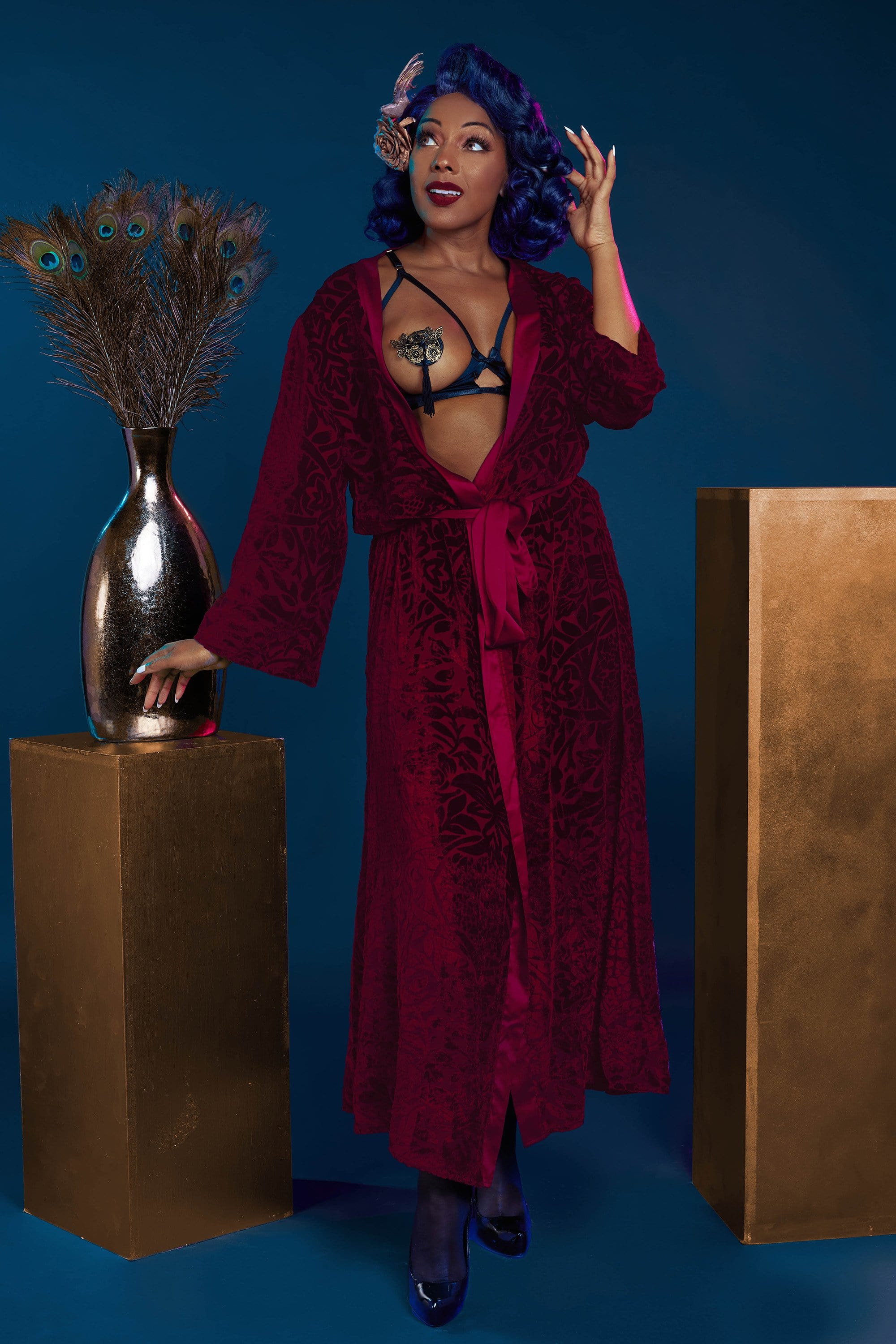 FFFB Wine Devore Gown - Image 2