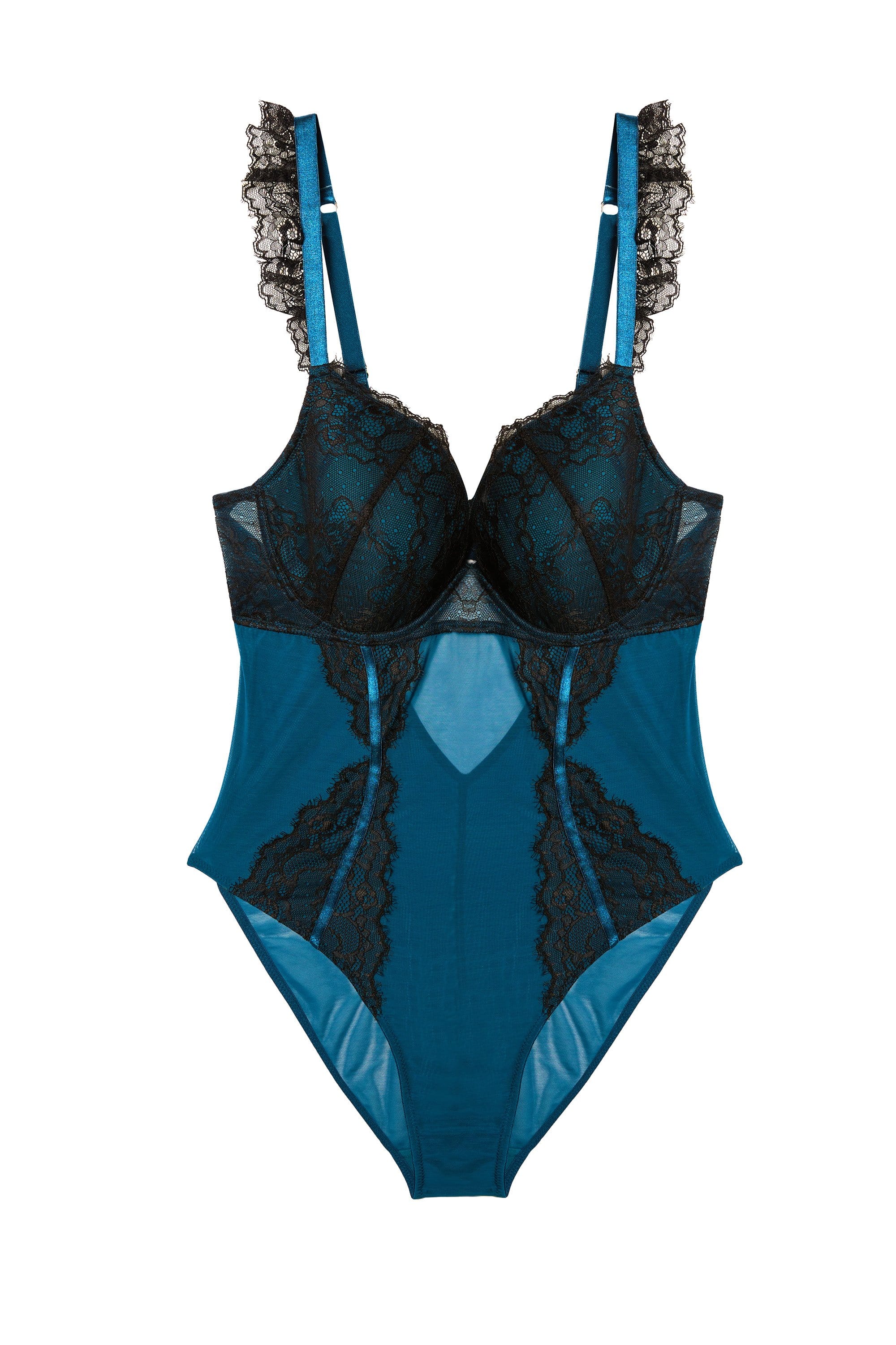 Persephone Teal and Black Wired Lace Body - Image 3