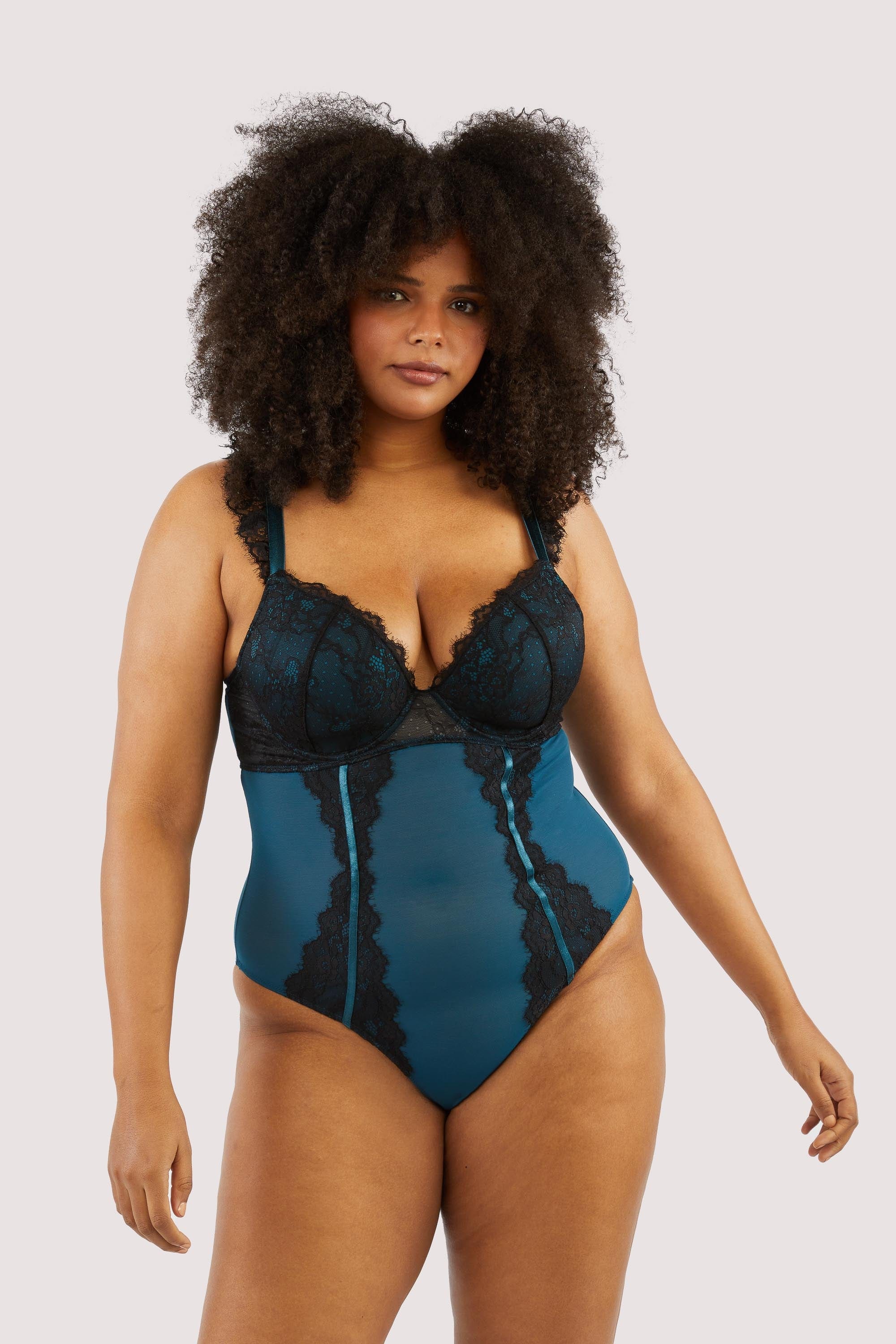 Persephone Teal and Black Wired Lace Body - Image 4