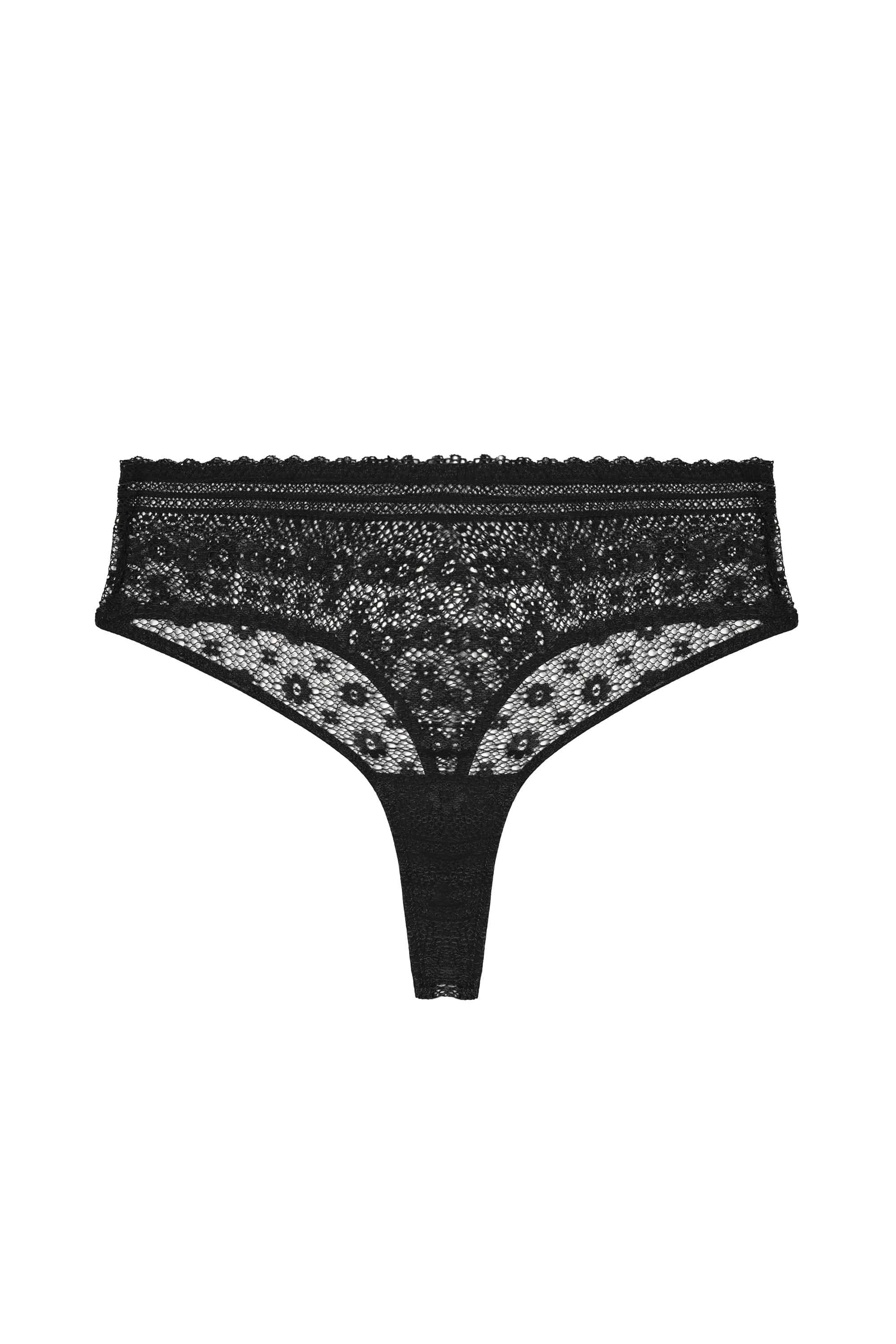 Maia Black High Waisted Lace Thong - Image 10