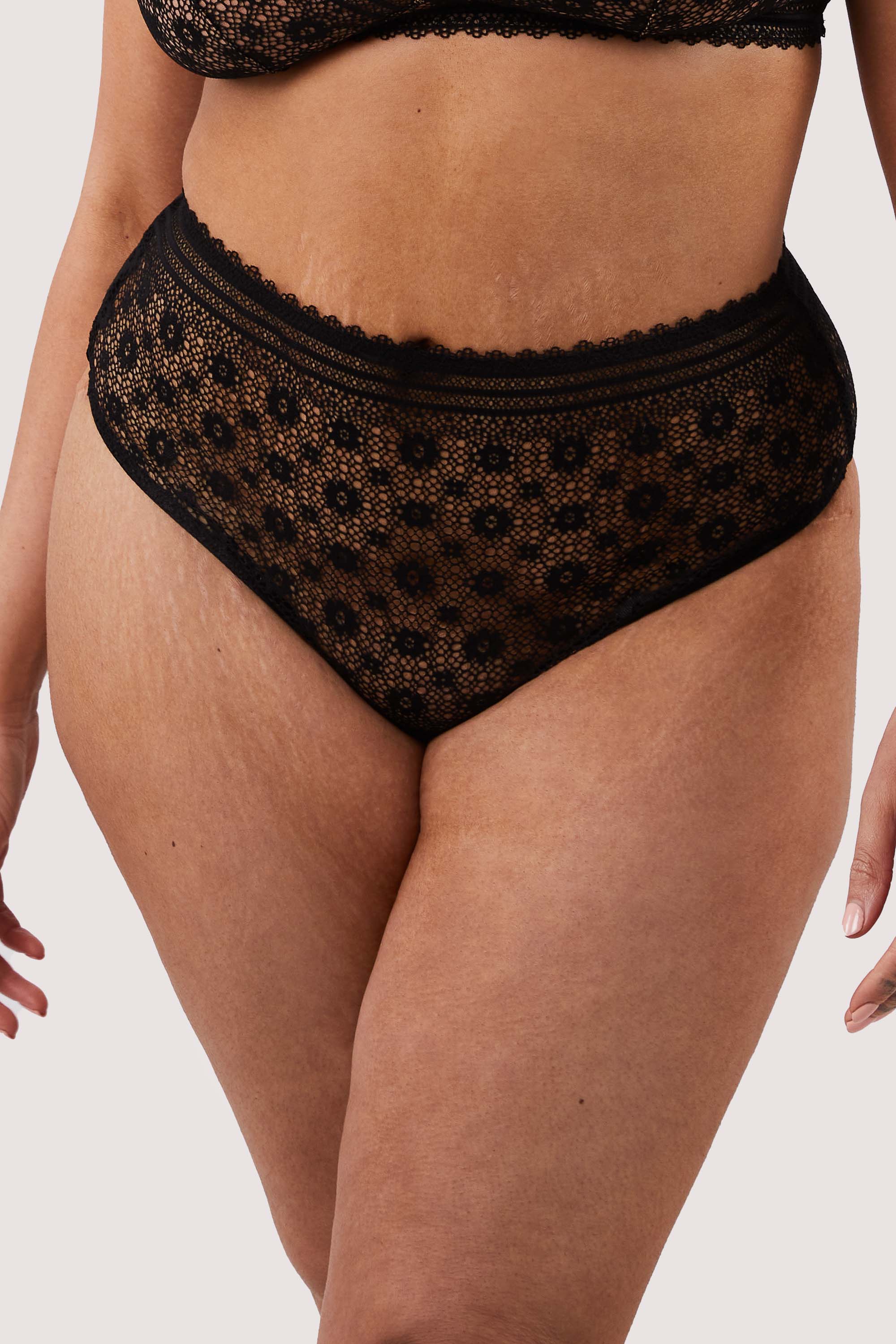 Maia Black High Waisted Lace Thong - Image 6