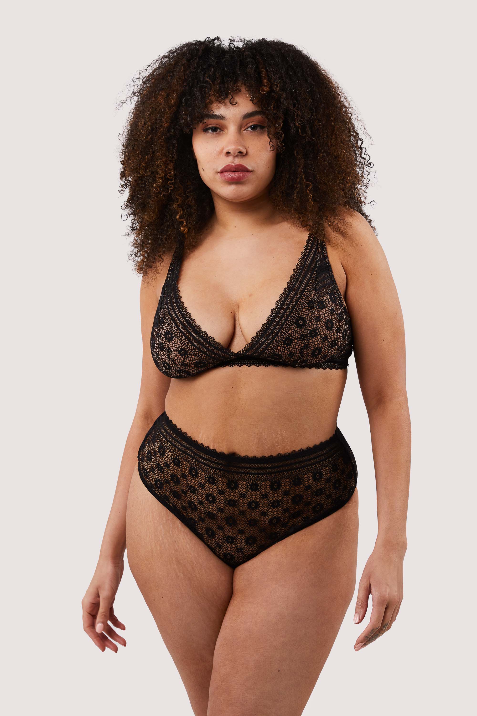 Maia Black High Waisted Lace Thong - Image 9