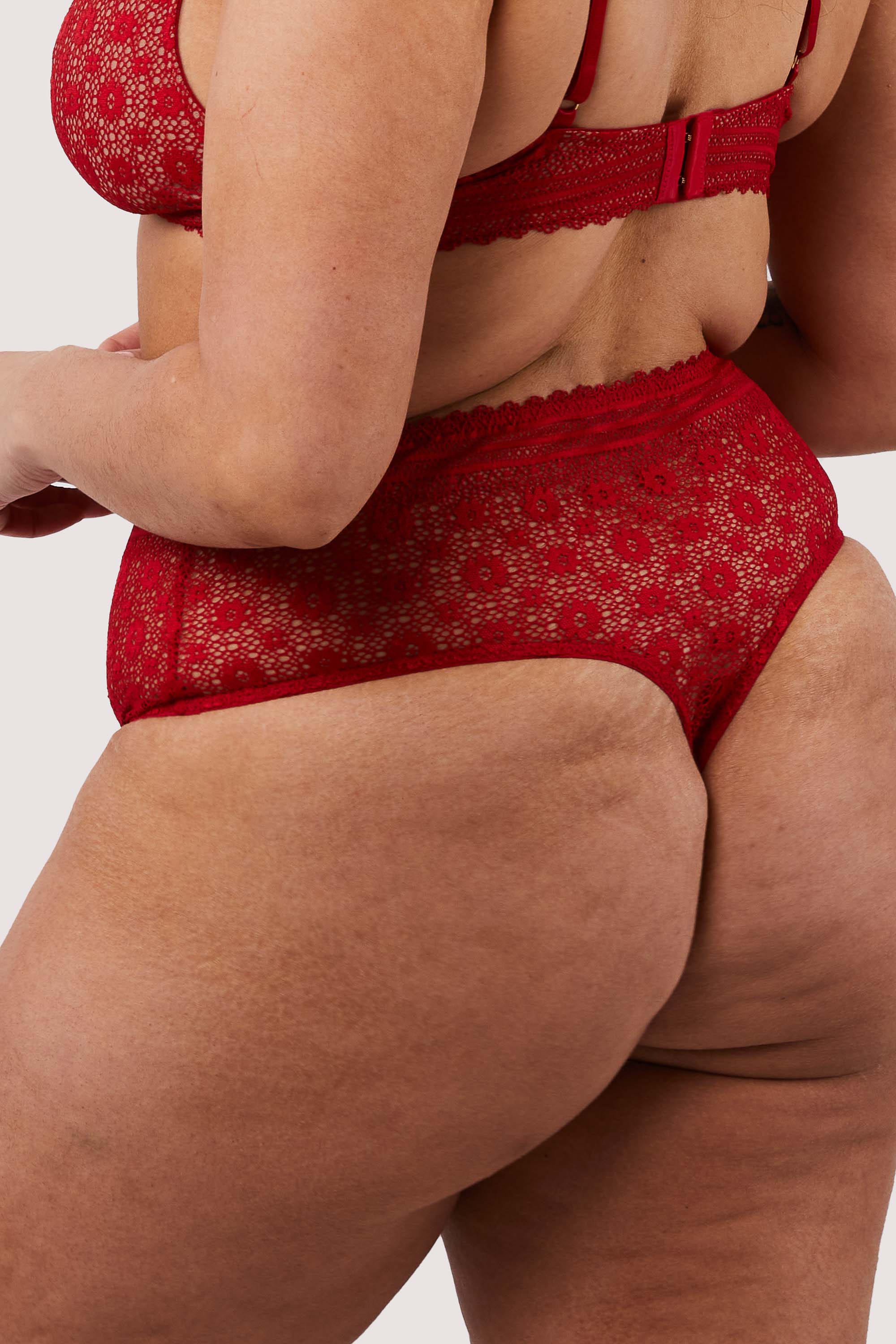 Maia Red High Waisted Lace Thong - Image 8