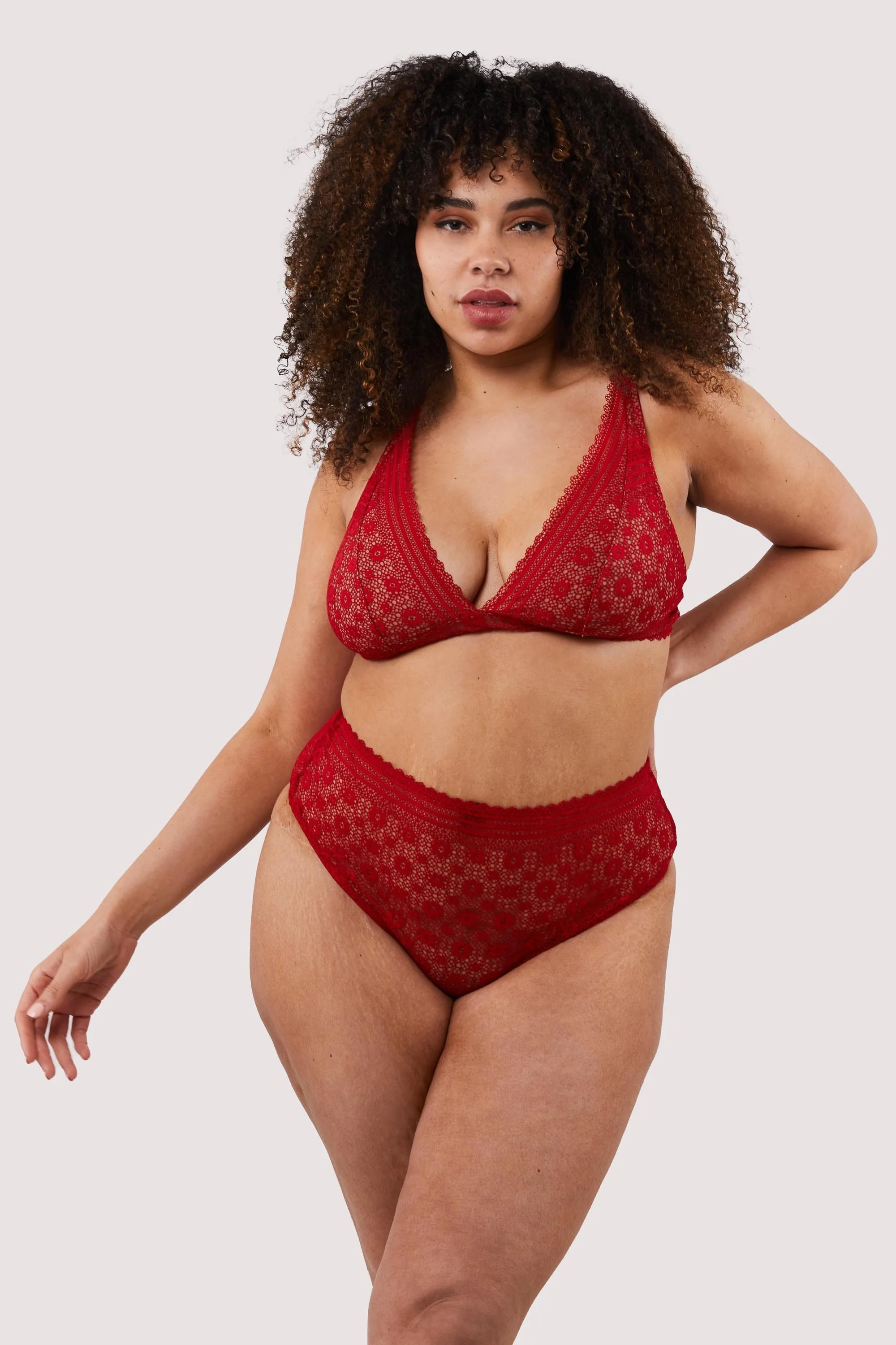 Maia Red High Waisted Lace Thong - Image 9