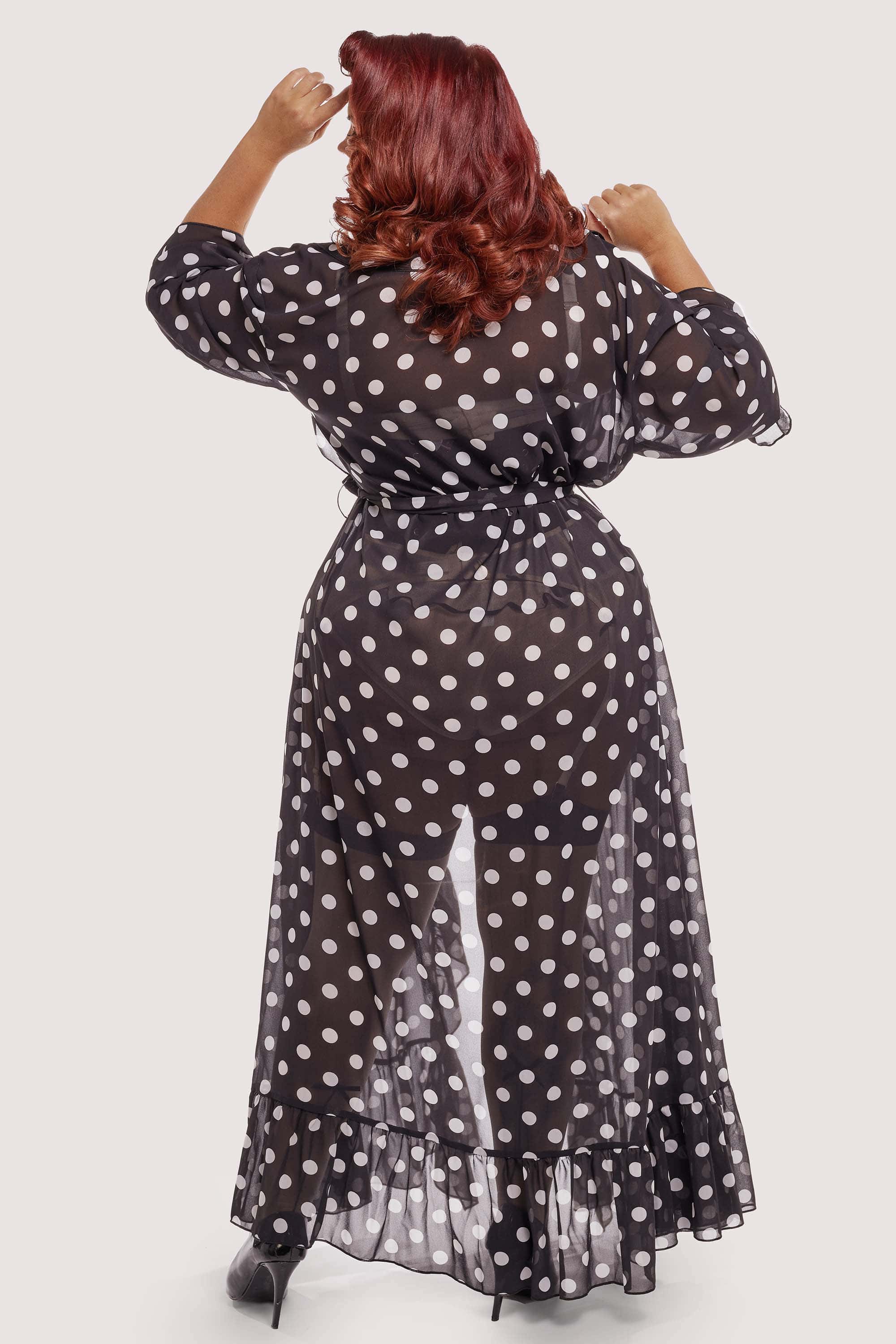 FFFB Chiffon Polka Dot Black Robe Curve - Image 4