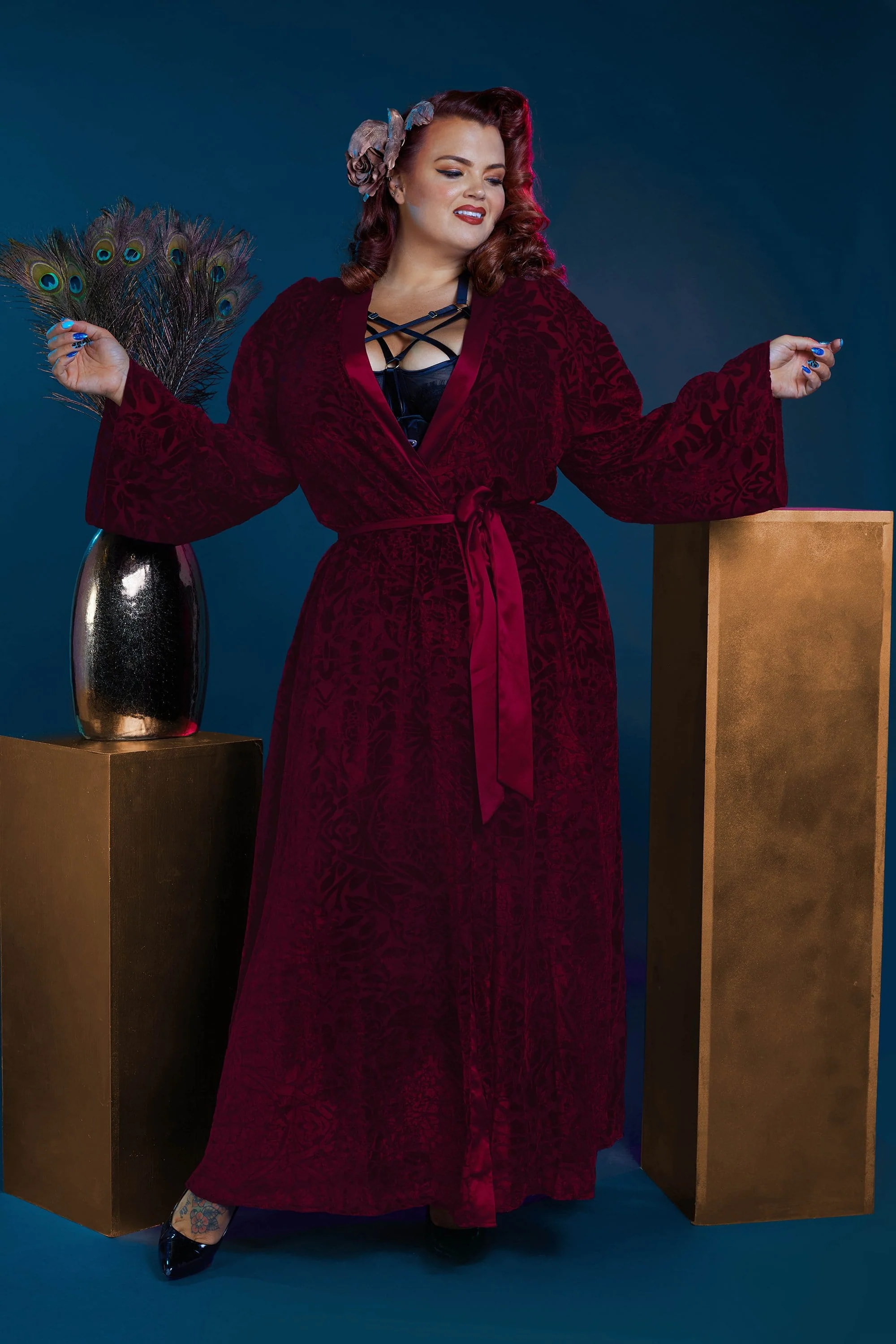 FFFB Wine Devore Gown Curve - Image 2