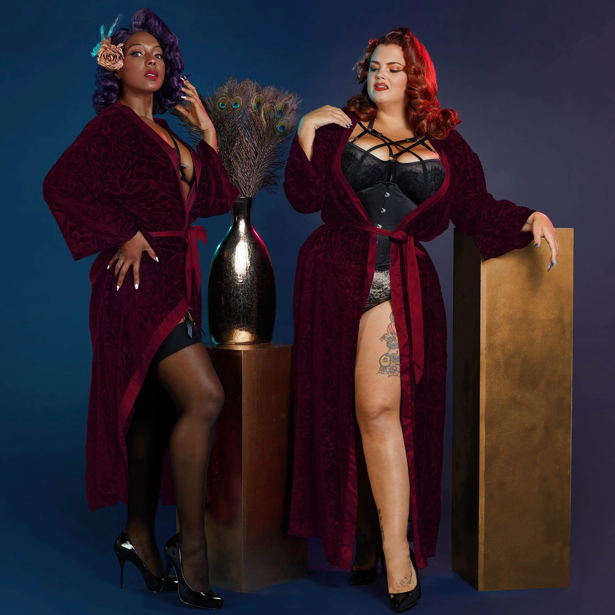 FFFB Wine Devore Gown Curve - Image 5
