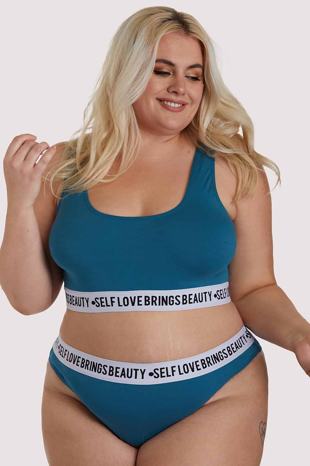 Self Love Teal Crop Top - Image 3