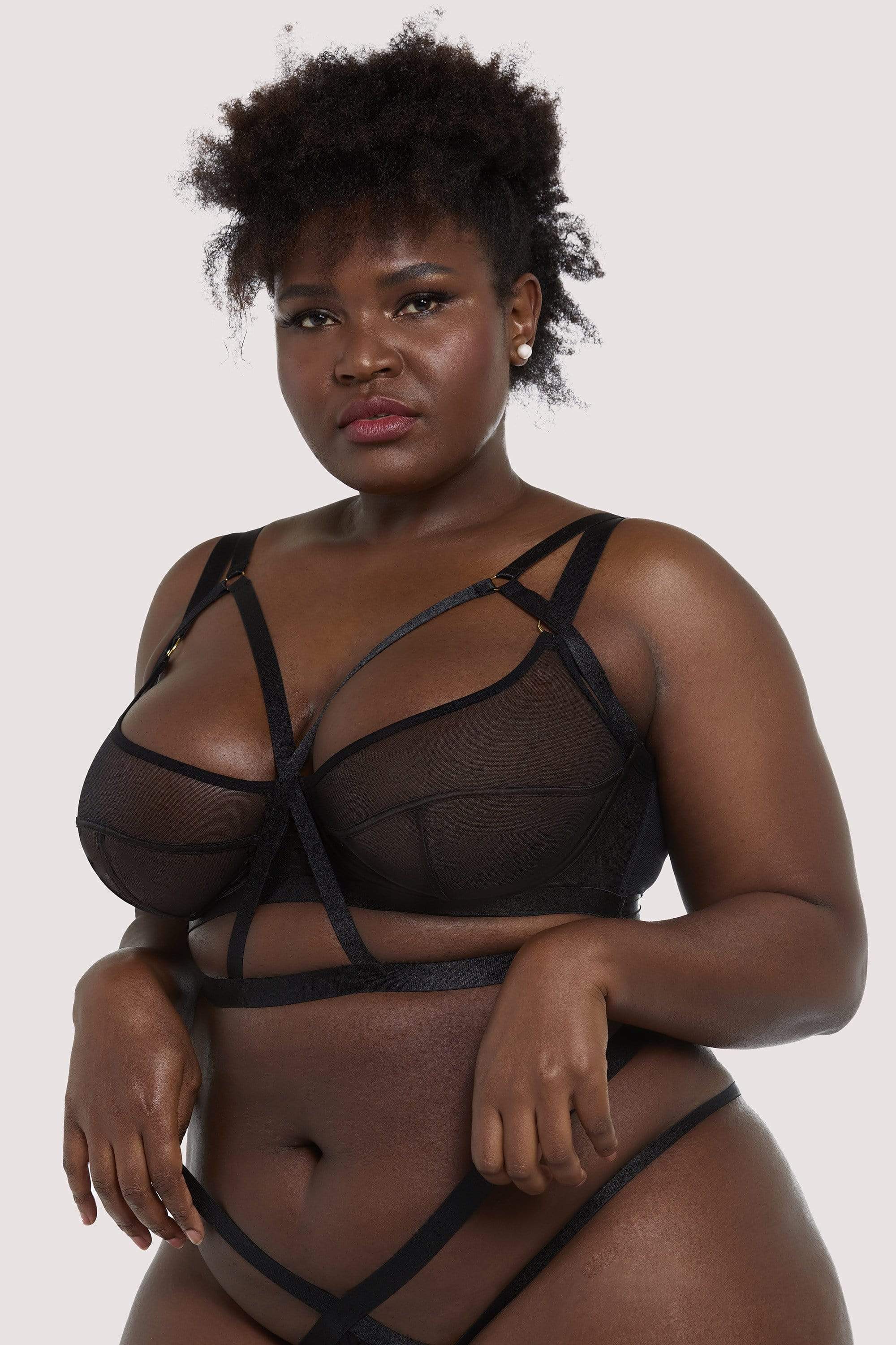 Danielle Black Harness Balcony Bra - Image 7