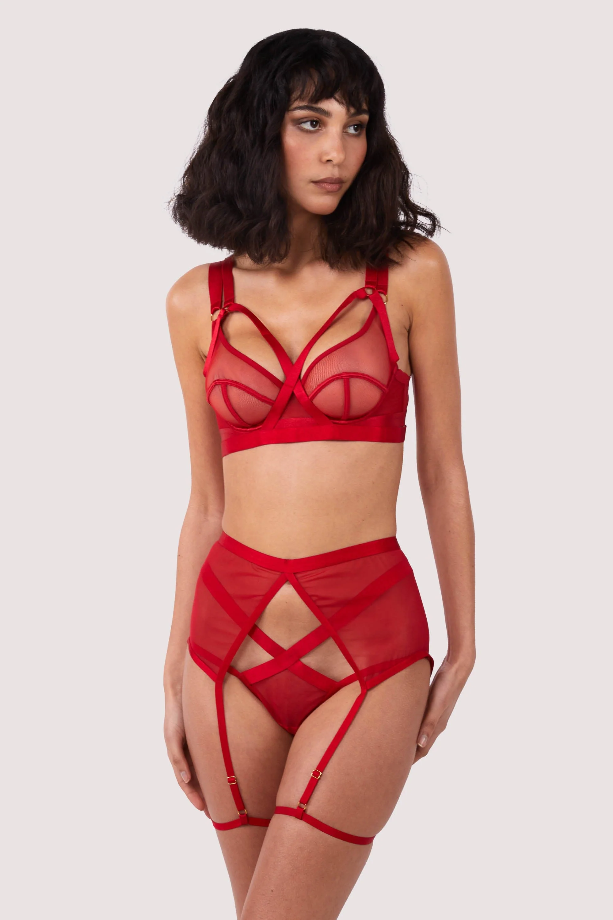 Mercury Red Mesh Harness Suspender - Image 6