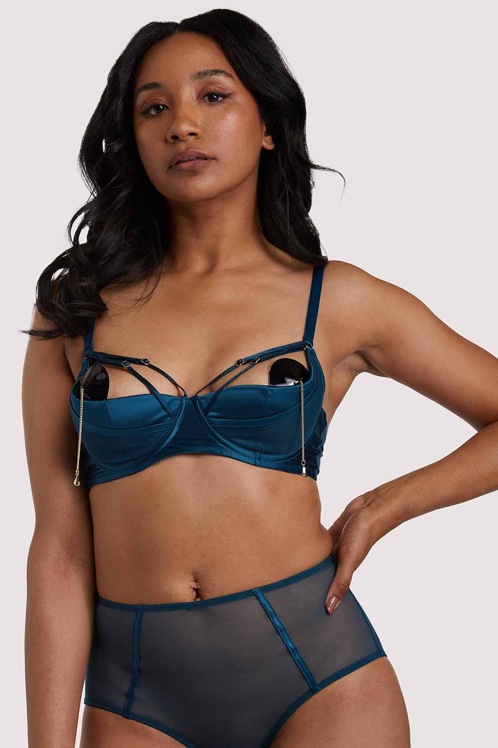 Firenza Strappy Teal Bra - Image 2