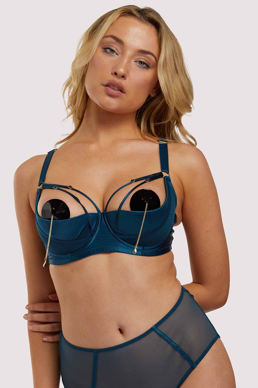 Firenza Strappy Teal Bra - Image 3