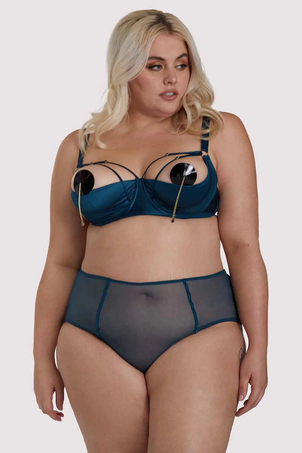 Firenza Strappy Teal Bra - Image 6