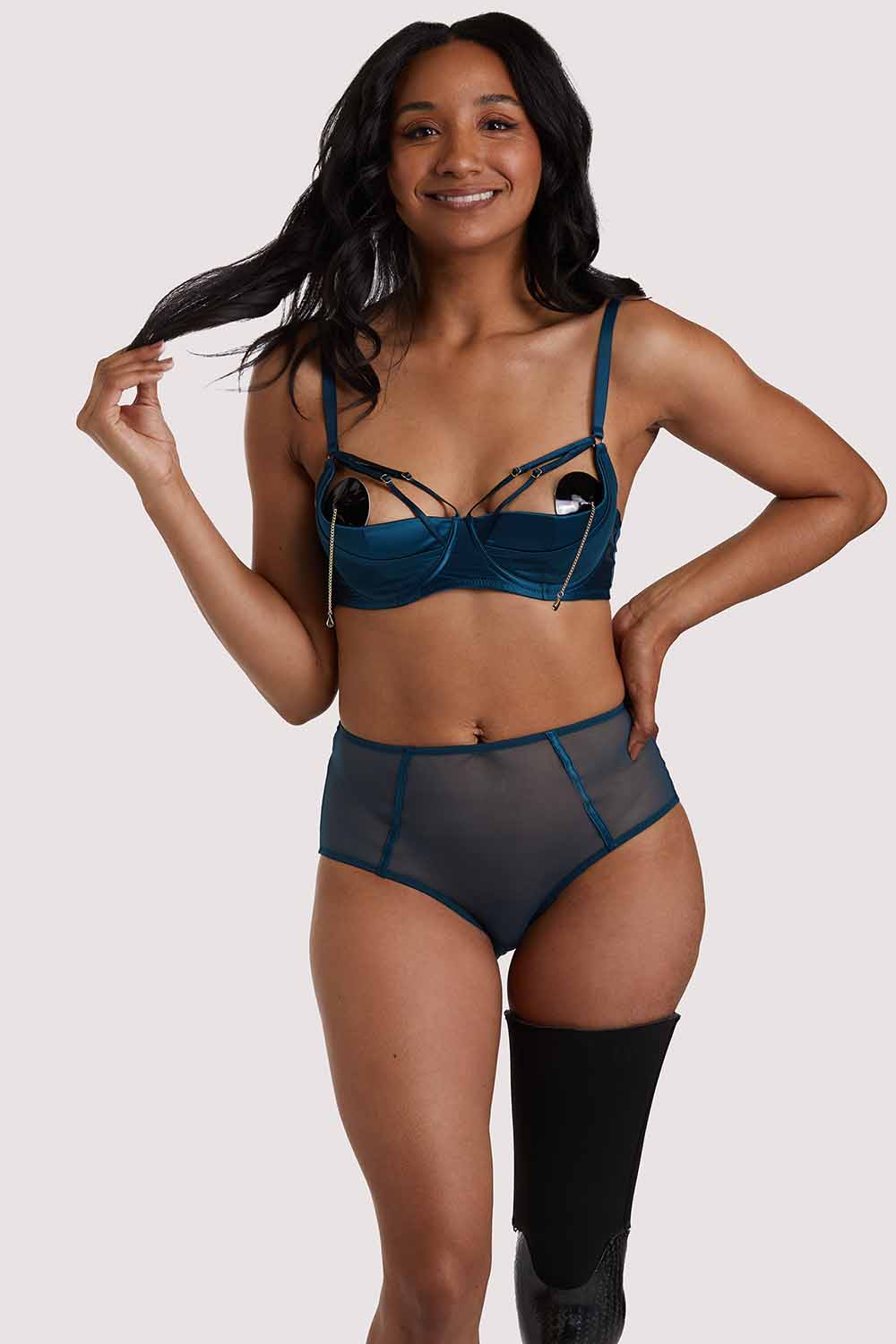 Firenza Strappy Teal Bra - Image 7