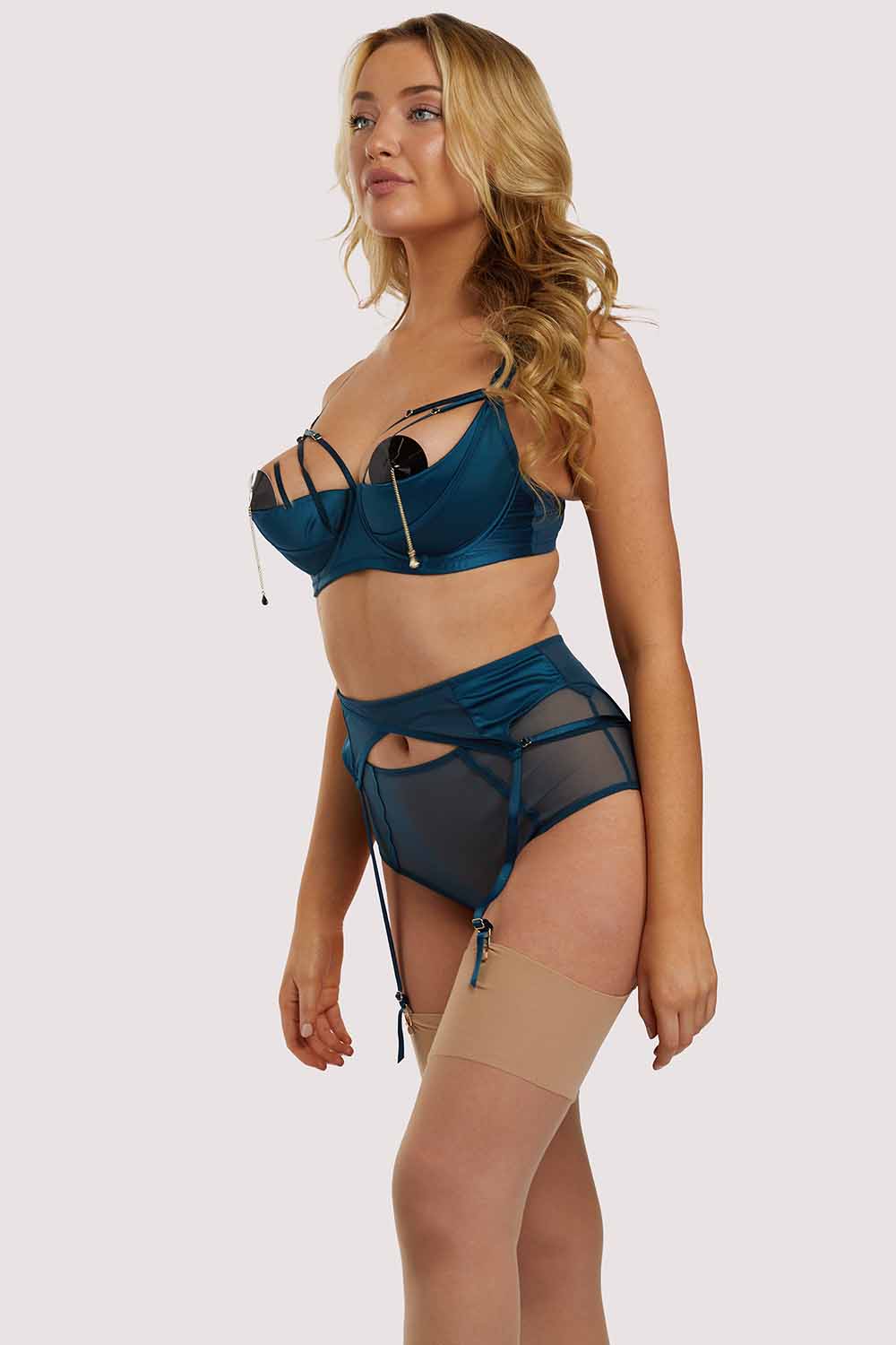 Firenza Strappy Teal Suspender - Image 10
