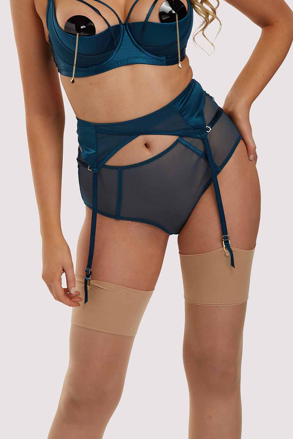Firenza Strappy Teal Suspender - Image 3