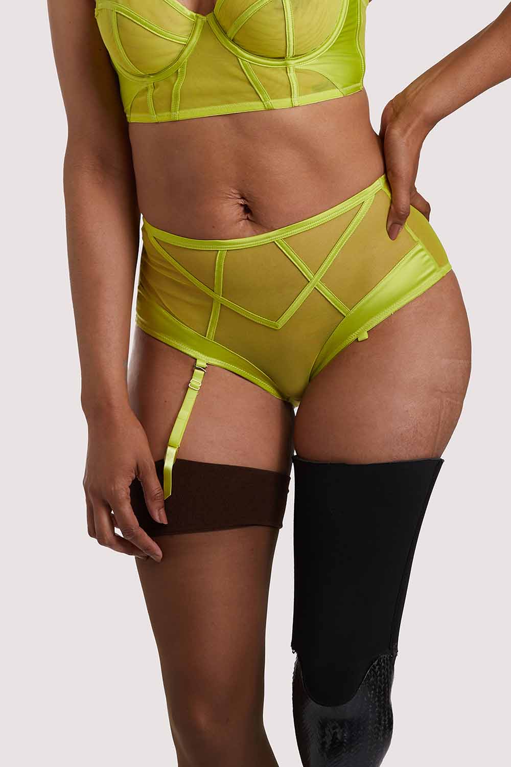 Nahli Highwaist Lime Suspender Brief - Image 5