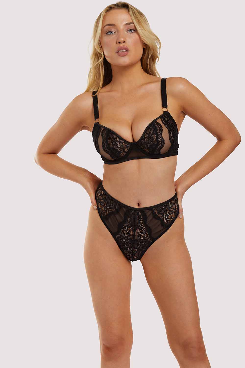 Suede Lace Black Thong - Image 7