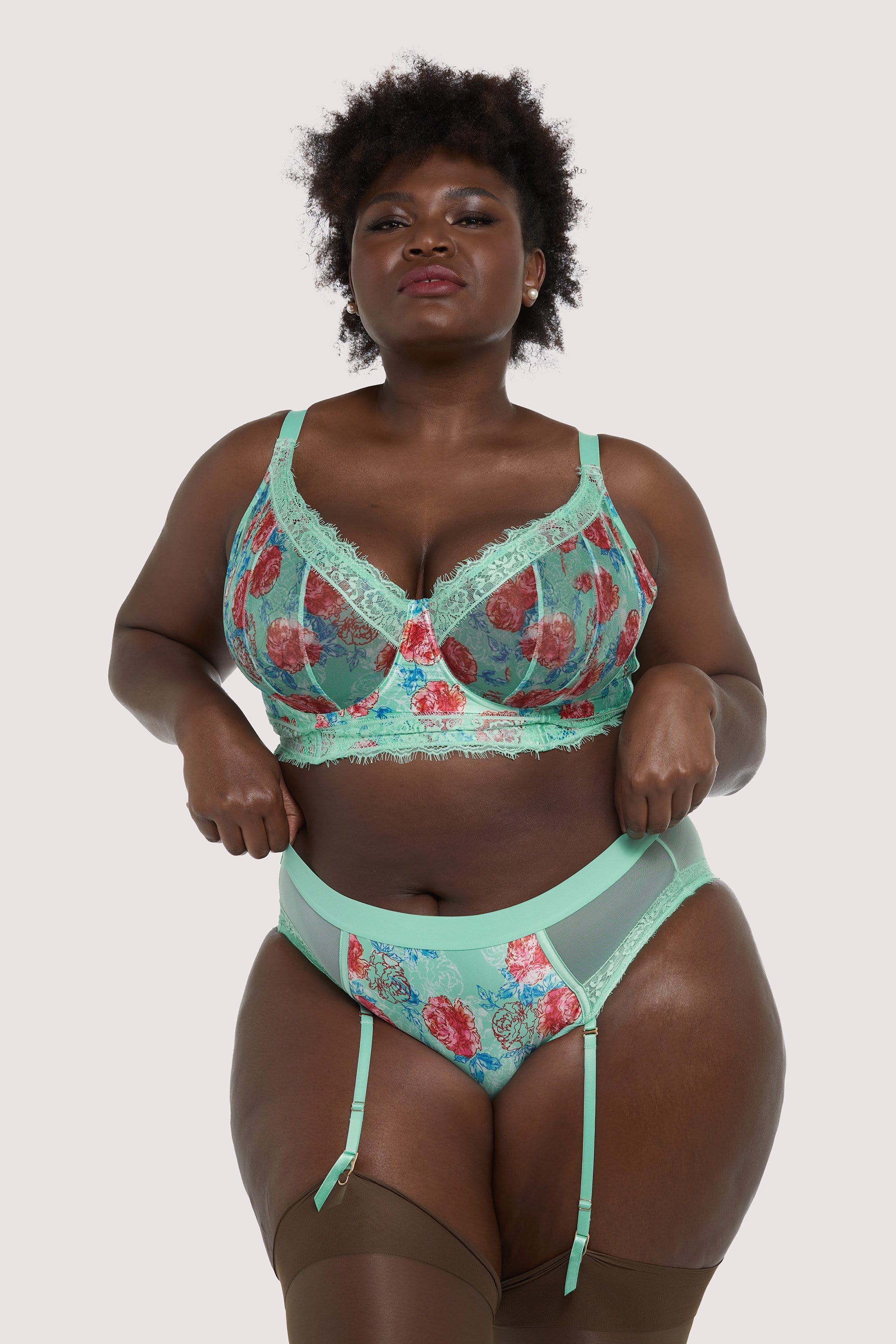 Sabey Mint Floral Longline Curve Bra - Image 2