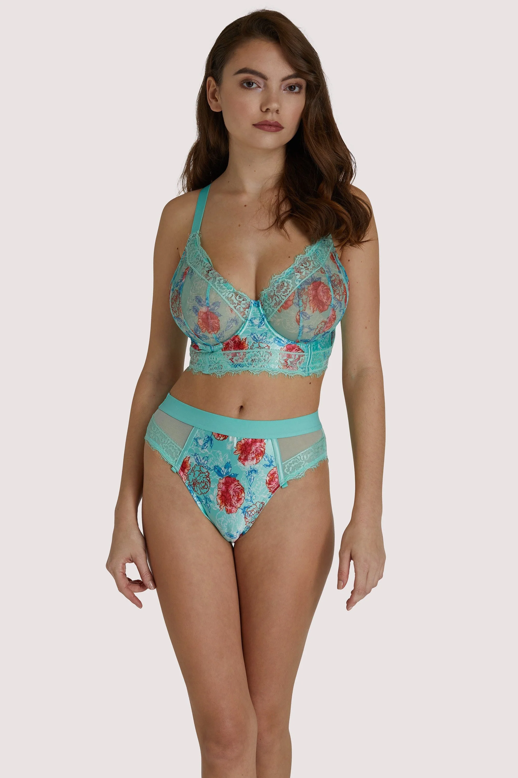 Sabey Mint Floral Longline Fuller Bust Bra - Image 2