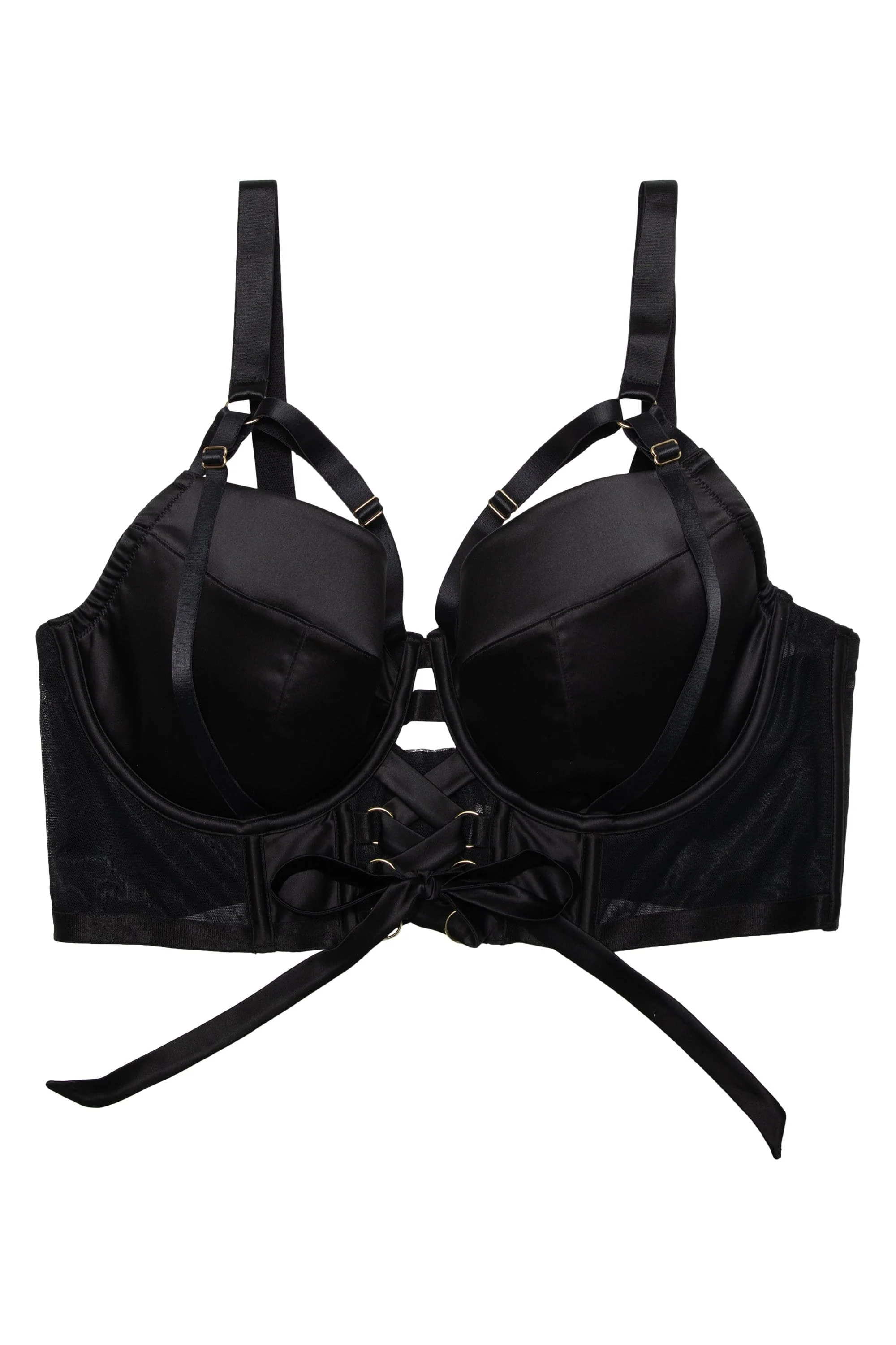 Aysha Black Lace Up Bra - Image 5