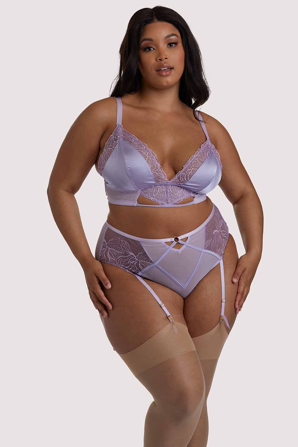 Mila Lilac Lace Triangle Bra - Image 2