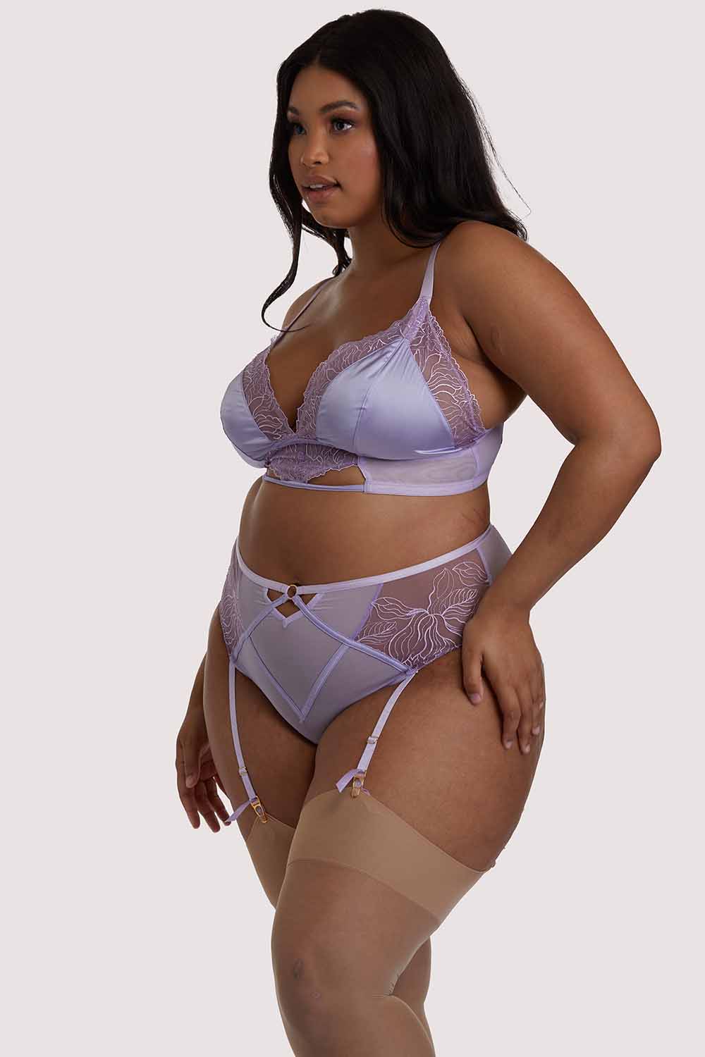 Mila Lilac Lace Triangle Bra - Image 4
