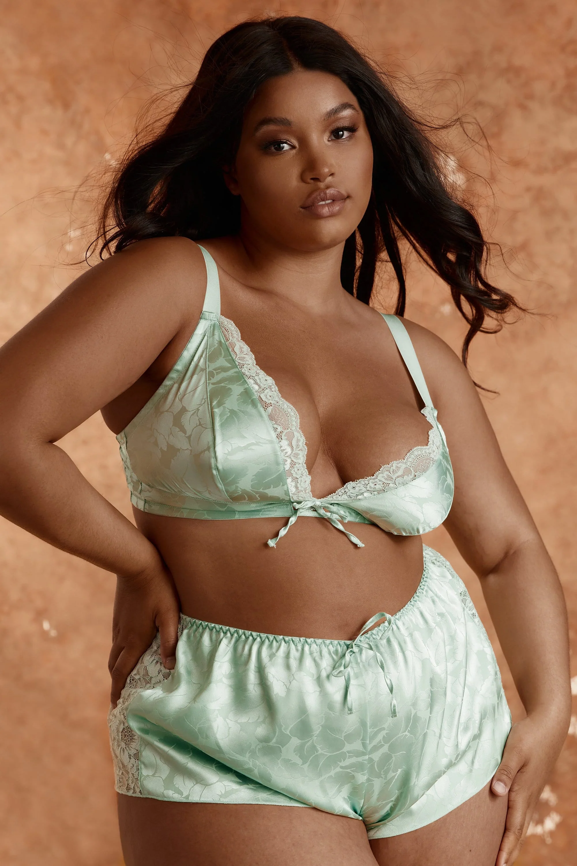 Annabelle Jaquard Mint Triangle Bra & Shorts - Image 2