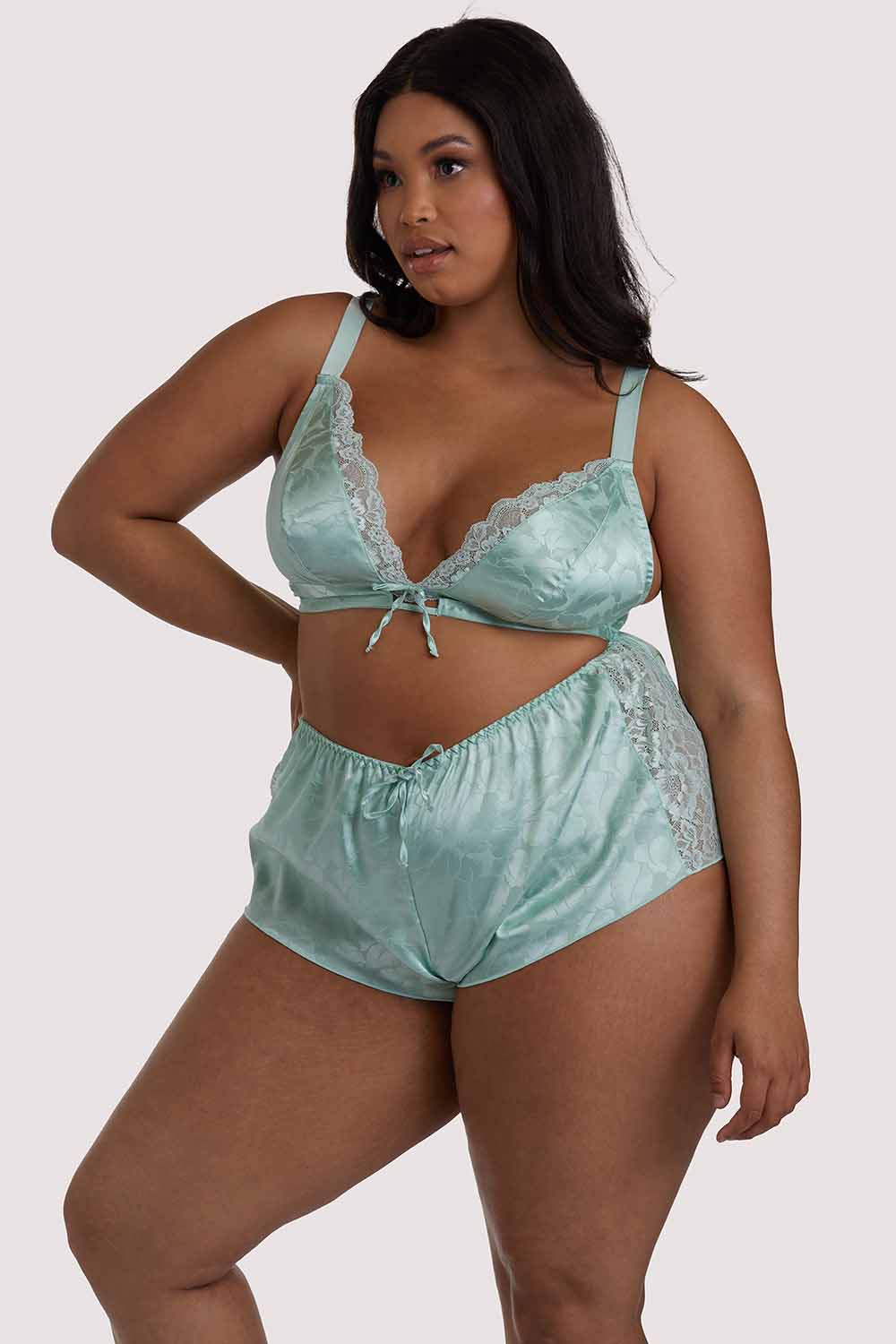 Annabelle Jaquard Mint Triangle Bra & Shorts - Image 4